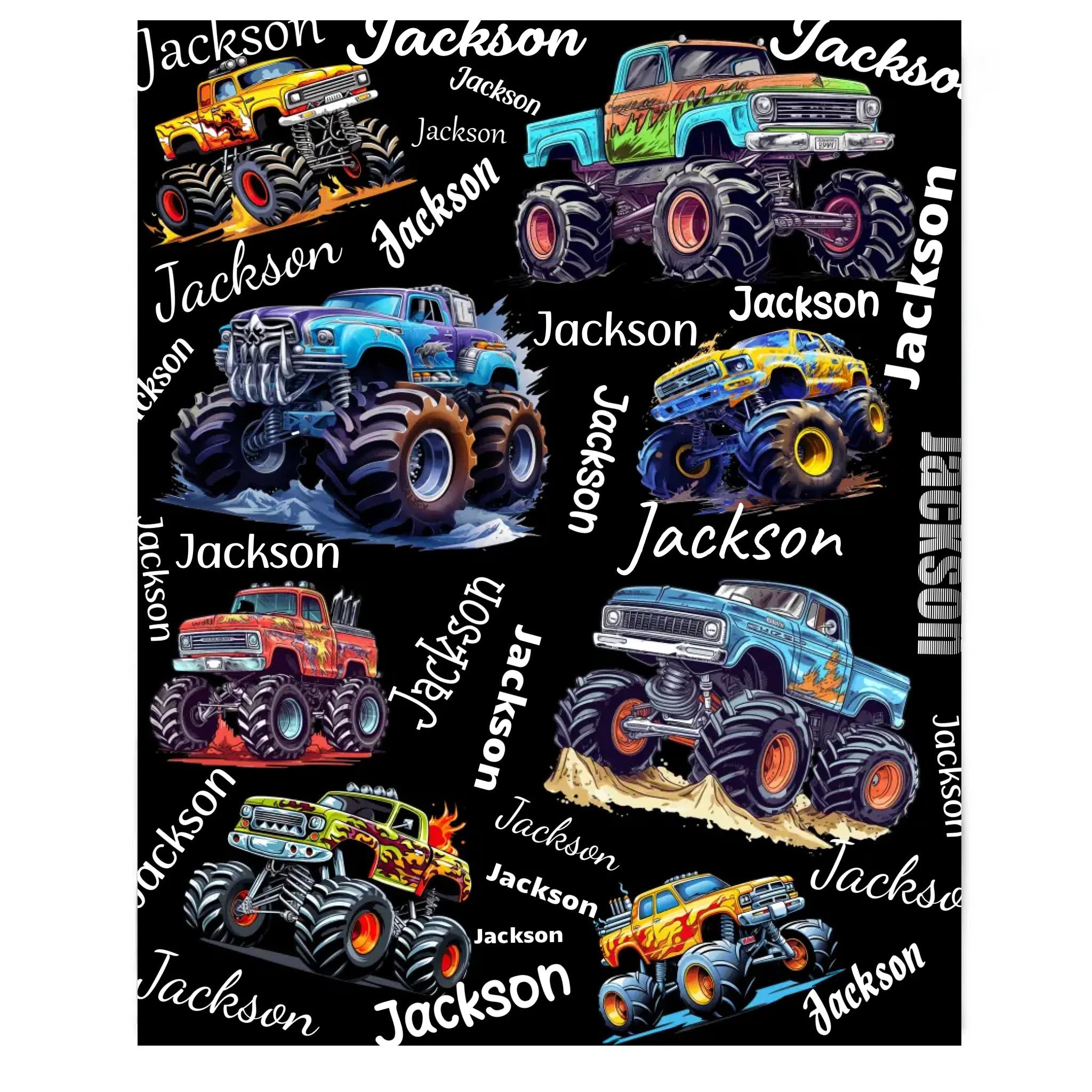 Personalized Monster Truck Blanket with Custom Name