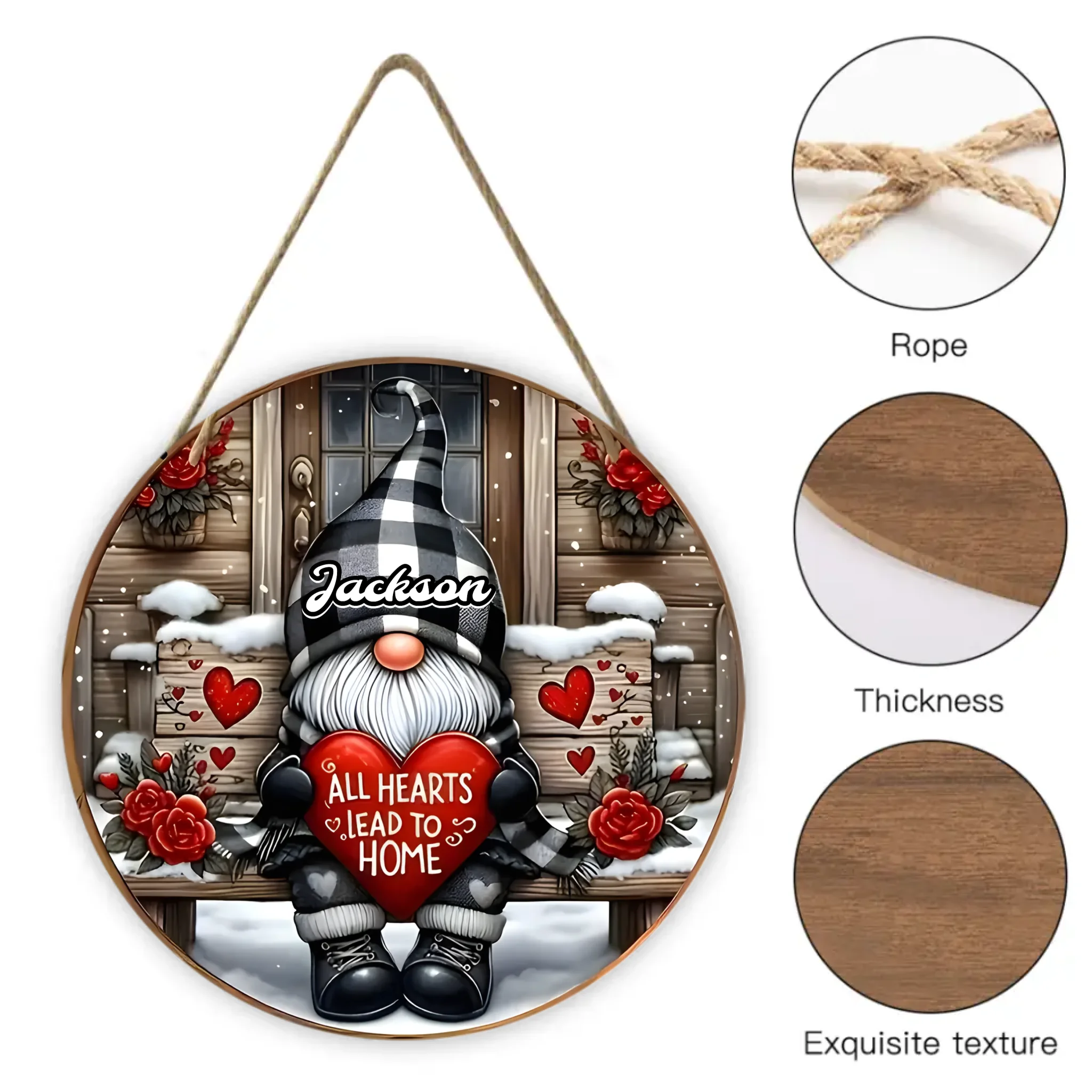 Customized Christmas style Decorative Wooden Doorplates - Personalized Door Sign with Name - Gift for Family