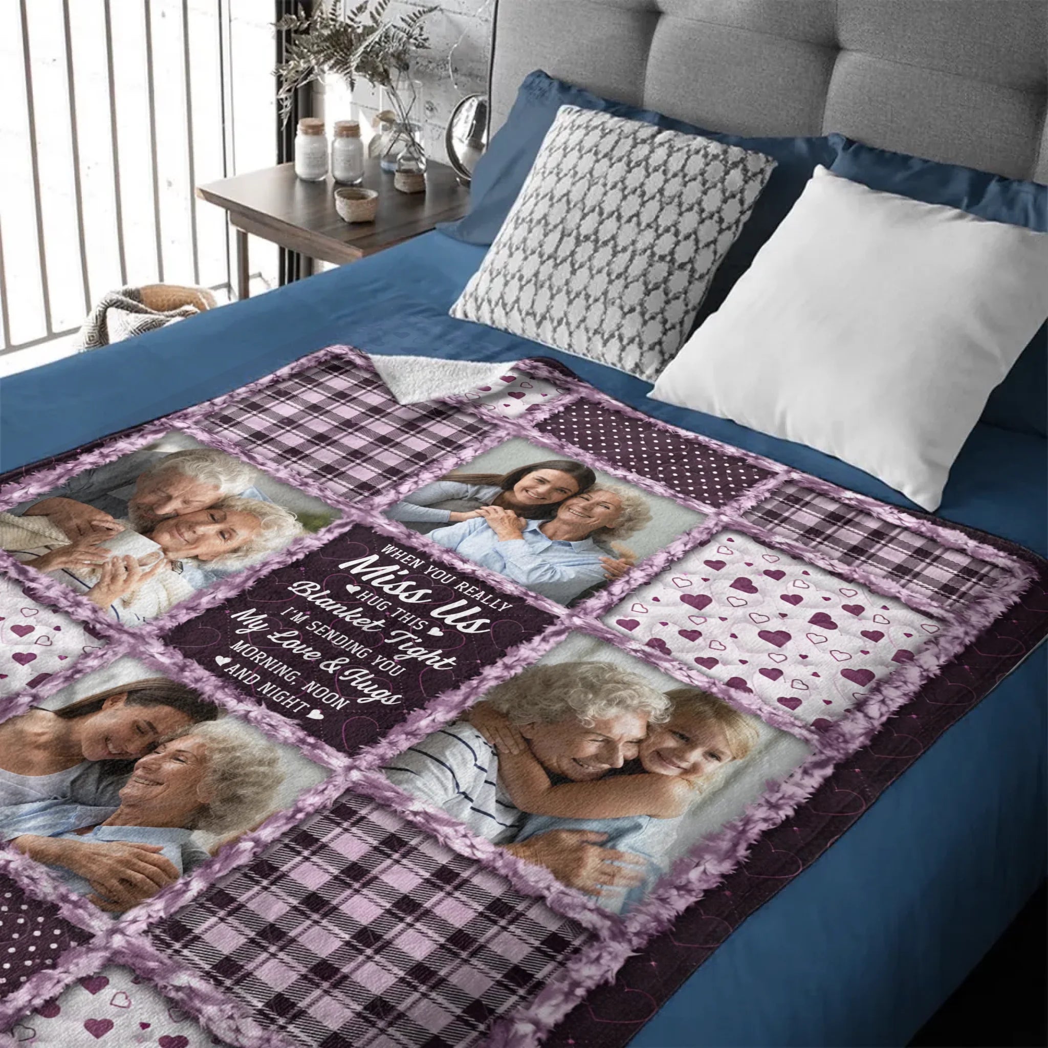 When You Really Miss Me Hug This Blanket Custom Photo Memorial - Personalized Photo - Gifts For Family, Friends