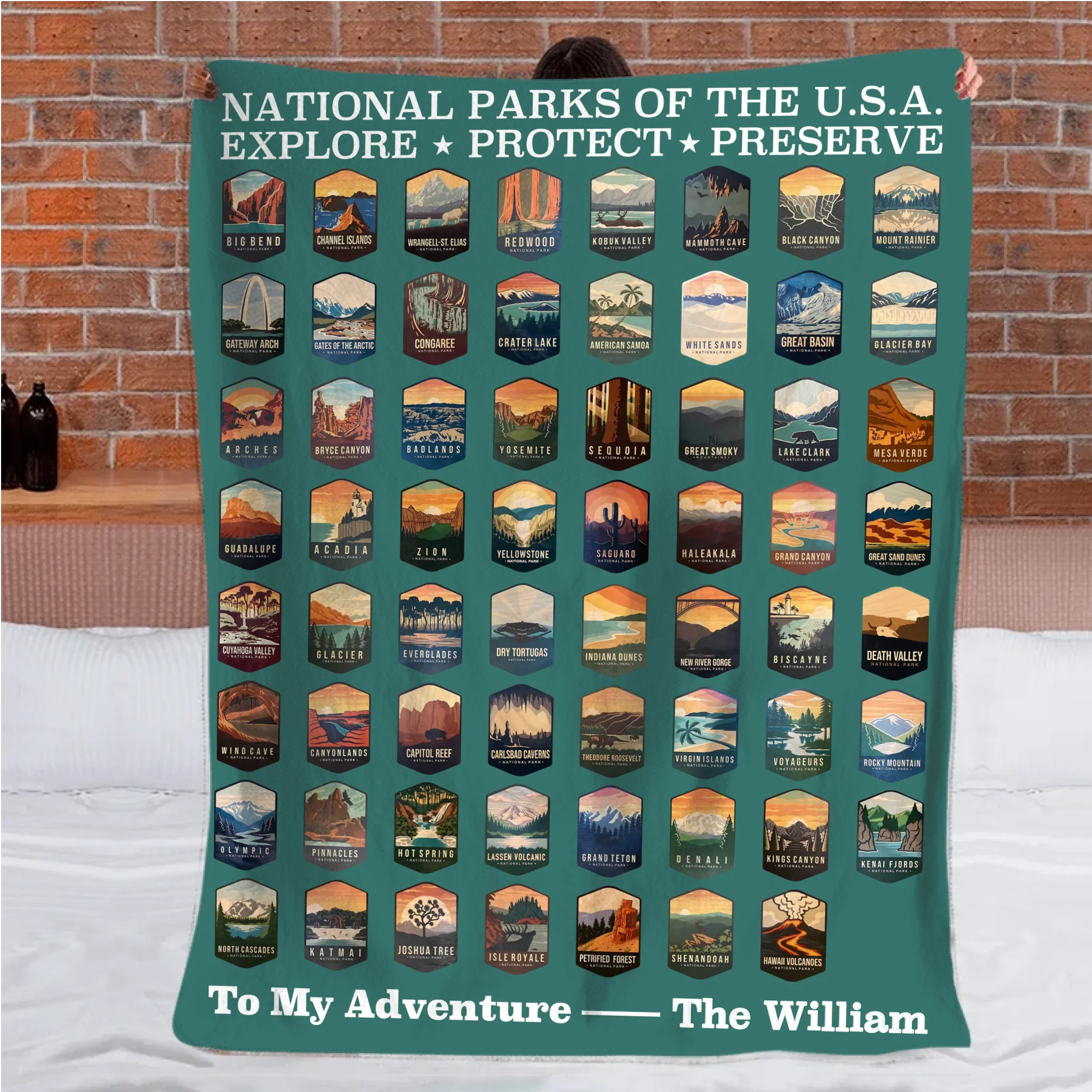 63 National Parks Customized Blanket - Personalized Name And Title - Gift For Nature Lovers, Parks Lovers