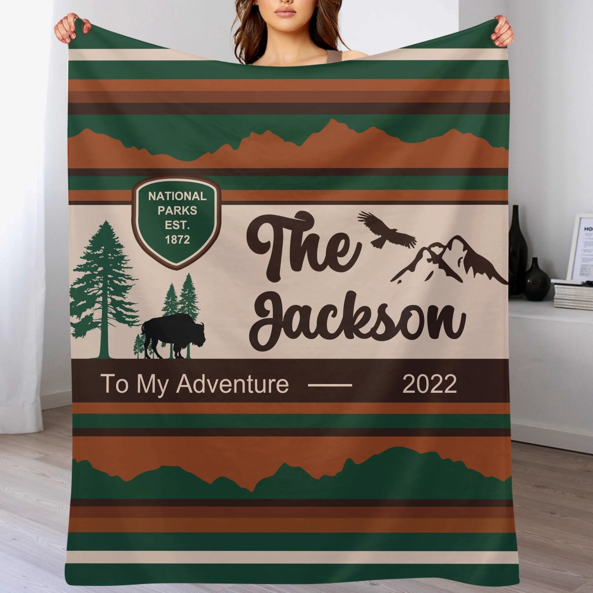 Customized National Park Commemorative Blanket – Personalized Name Flannel Blanket – Environmental Protection Souvenirs