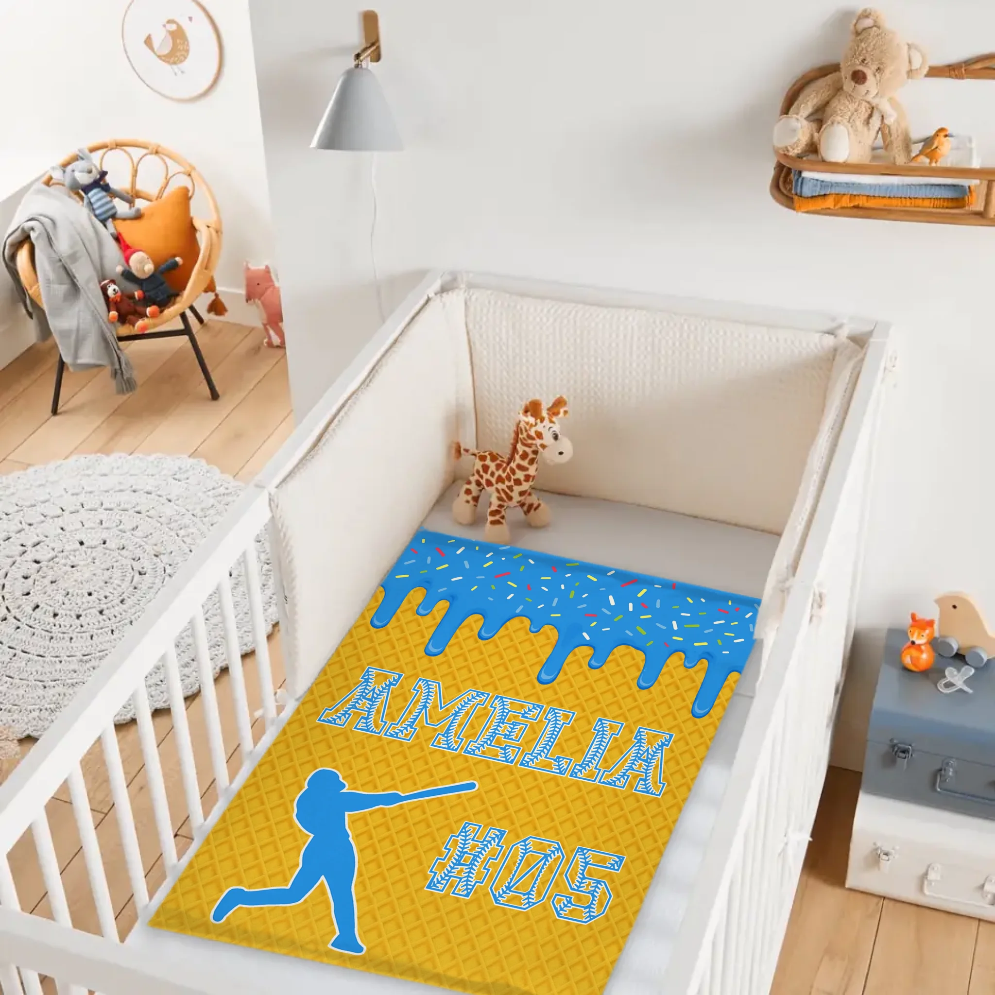 ⚾️Customized Baseball Drip Blanket - Personalized Ice Cream Color - Gift For Baseball Player, Baseball Team