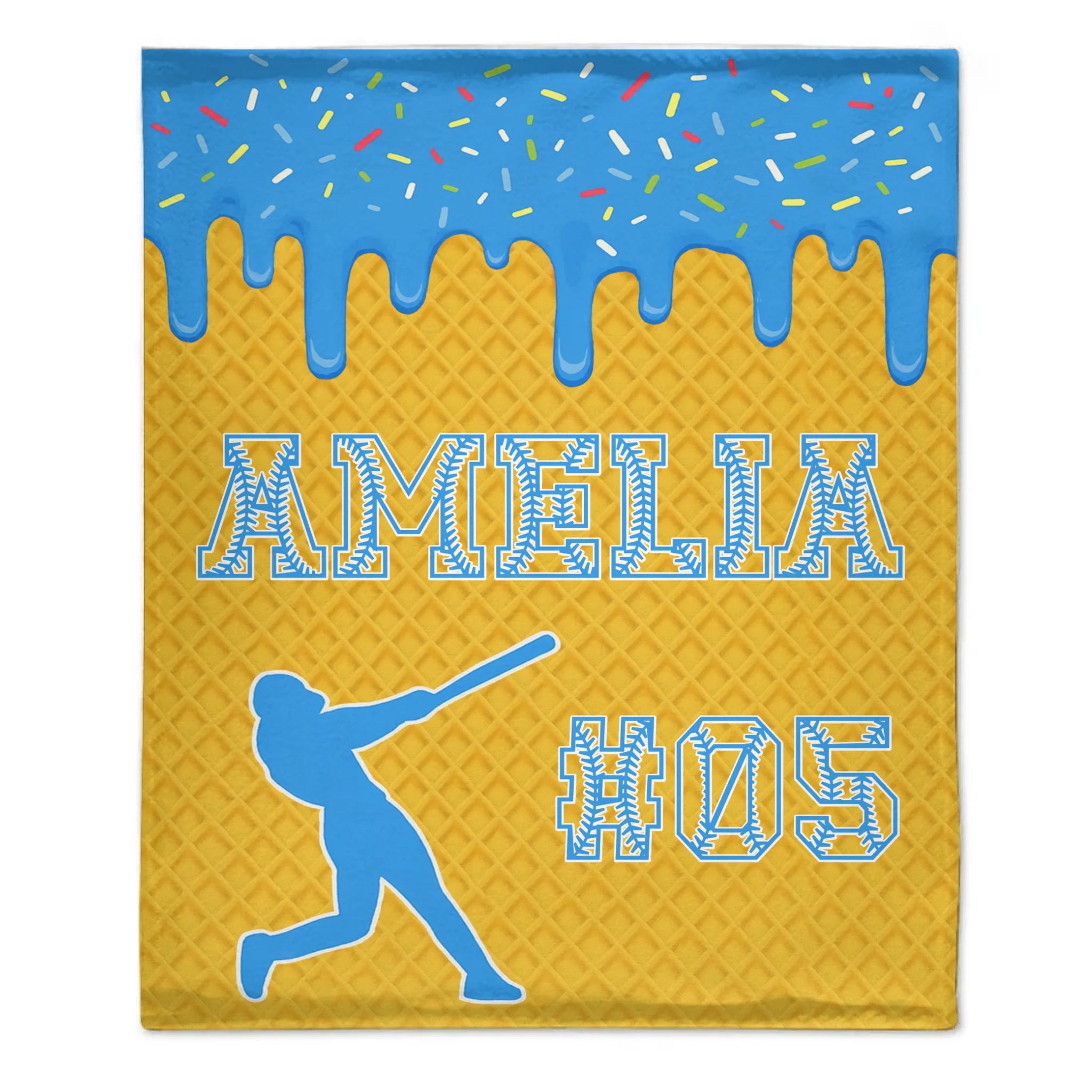 ⚾️Customized Baseball Drip Blanket - Personalized Ice Cream Color - Gift For Baseball Player, Baseball Team