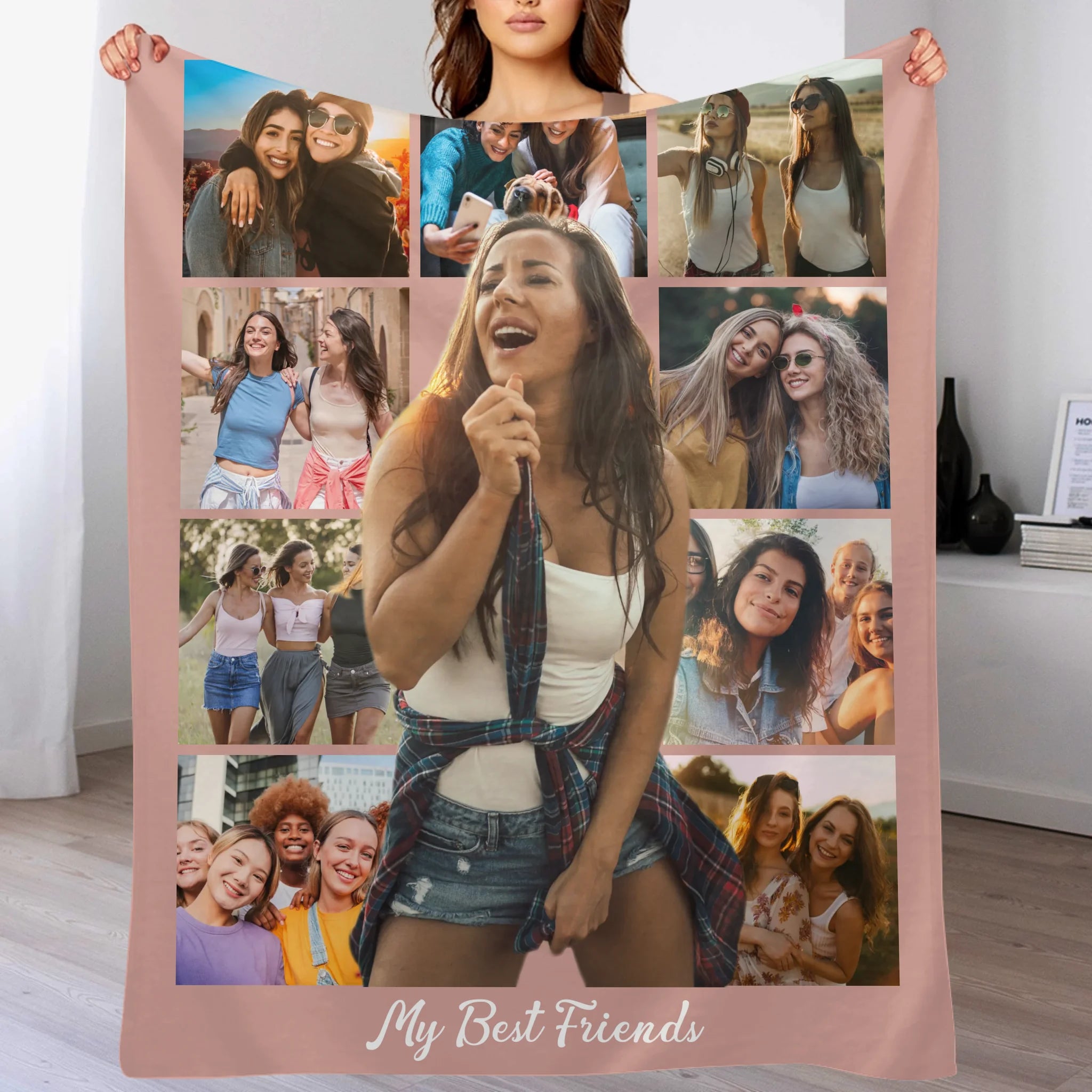 Customized Photo Collage Blanket - Personalized Title and Photos - Birthday Gift