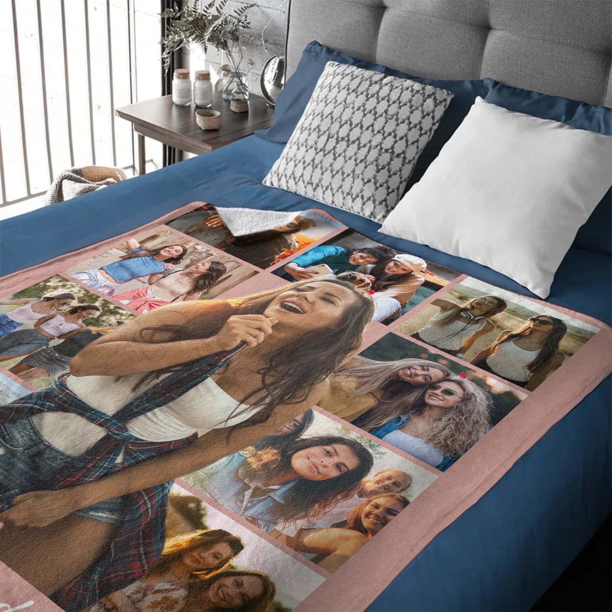 Customized Photo Collage Blanket - Personalized Title and Photos - Birthday Gift