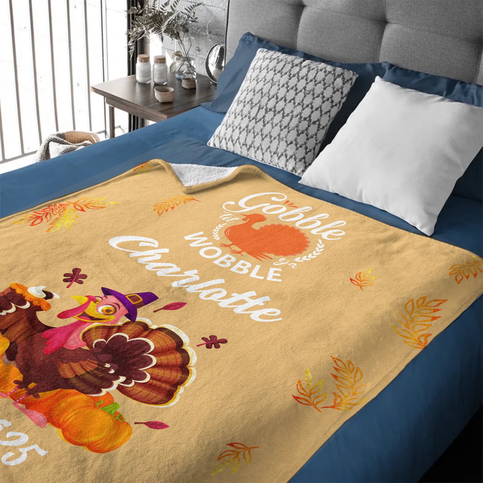 Customized Thanksgiving Turkey Pumpkin Pie Blanket - Personalized Name - Gift For Your Dear Ones, Thanksgiving Gift