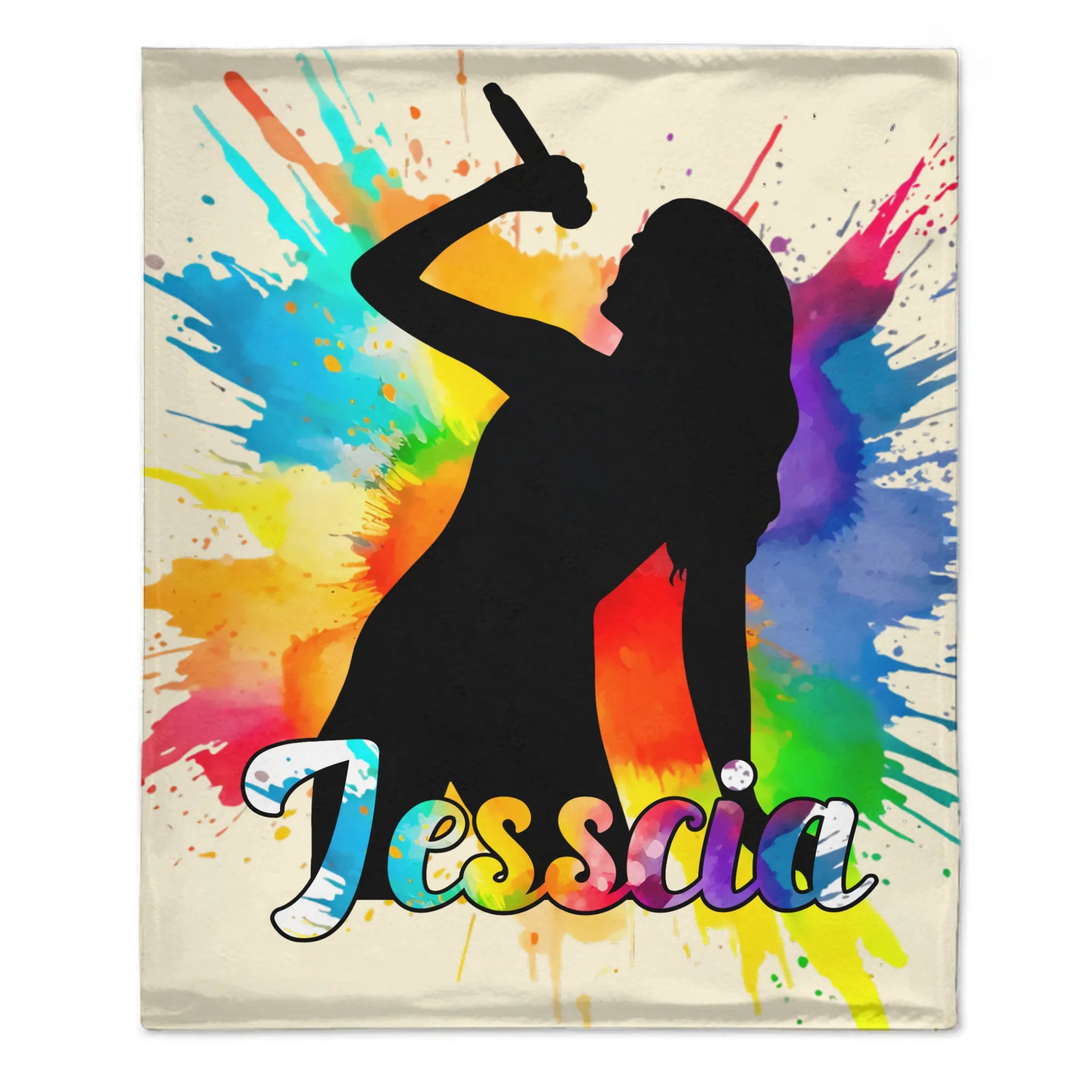 Customized Ink Splash Silhouette Blanket – Personalized Name - Gift for Ink Art Lovers