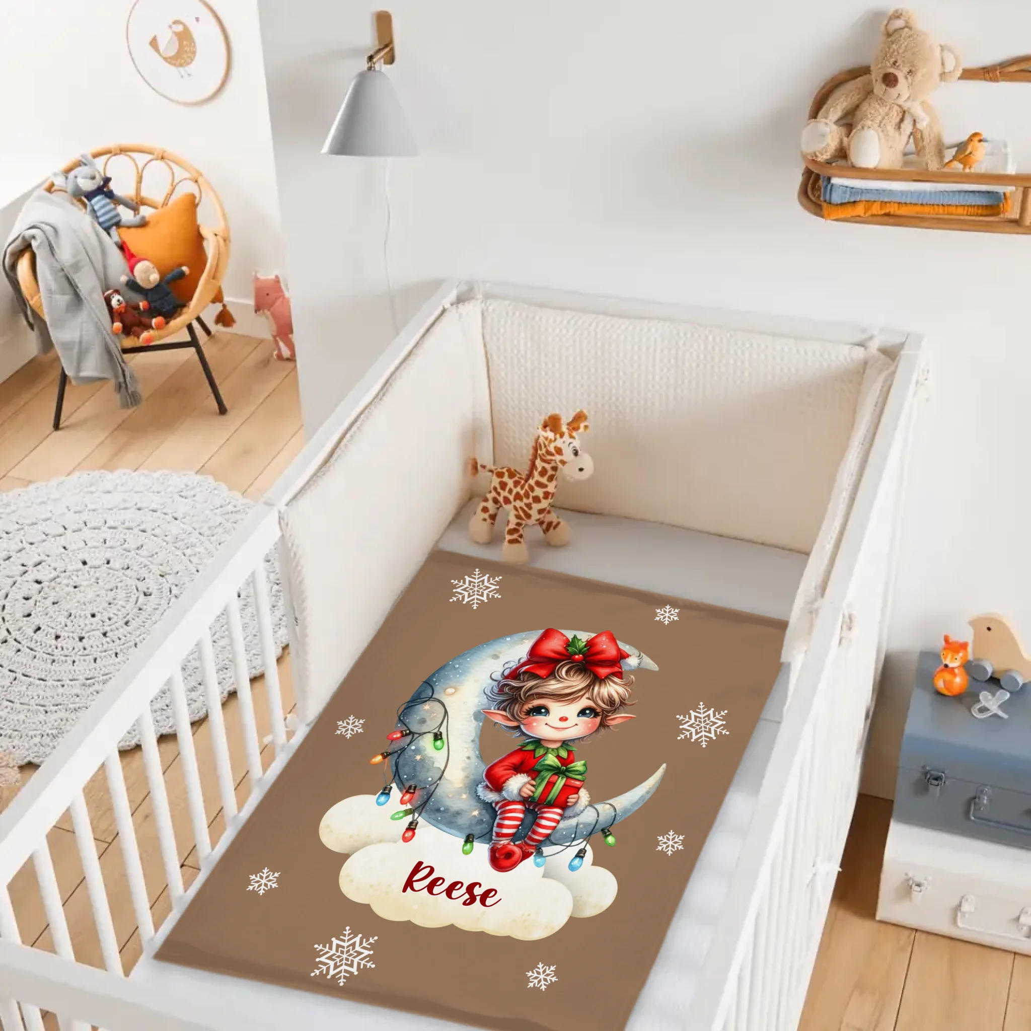 Custom Christmas Elf Blanket - Personalized Moon & Gift Throw - Gift for Kids & Baby Girls