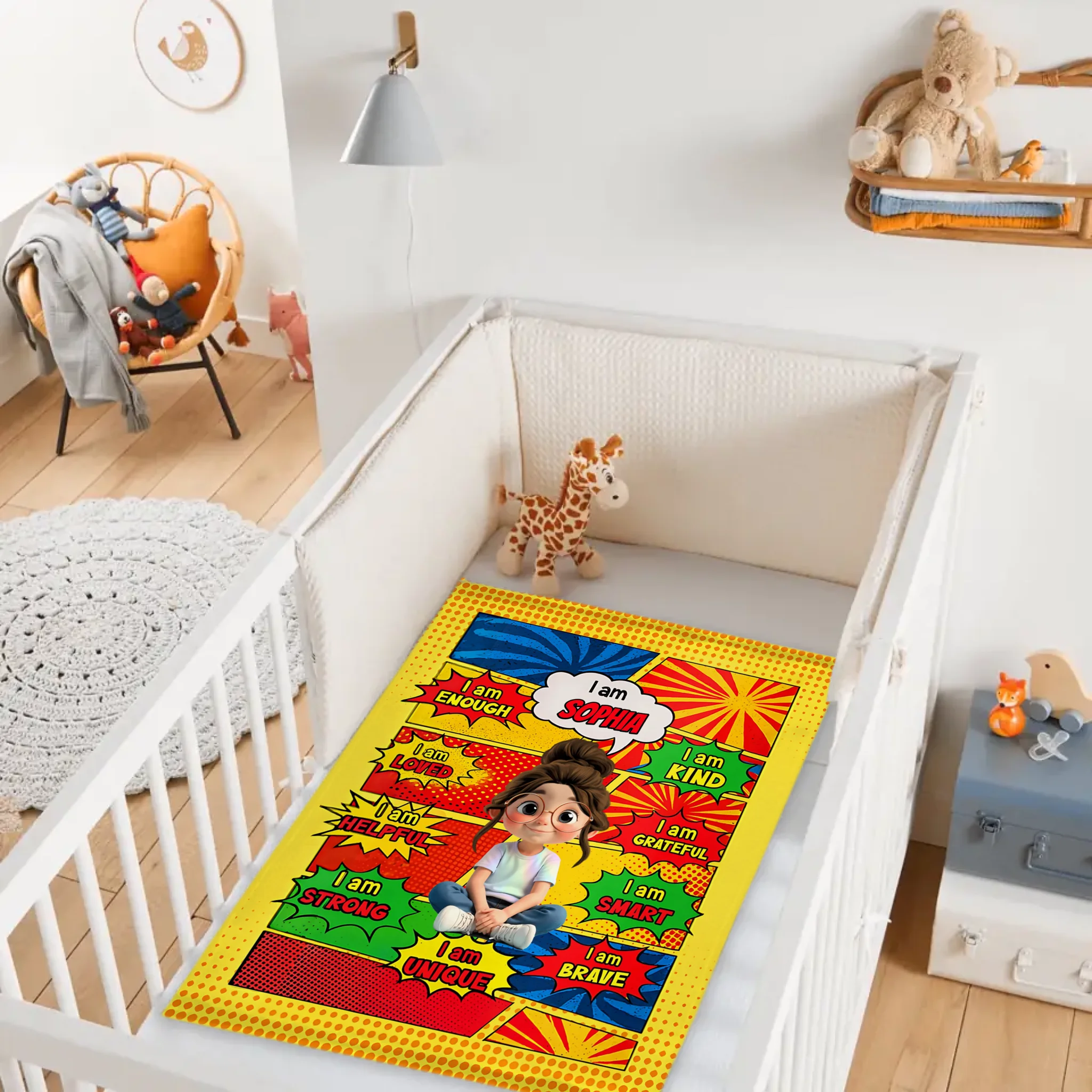 Empowering Comic Style Blast Themed Customized Blanket - Personalized Characters and Name - Gift for Kids, Baby