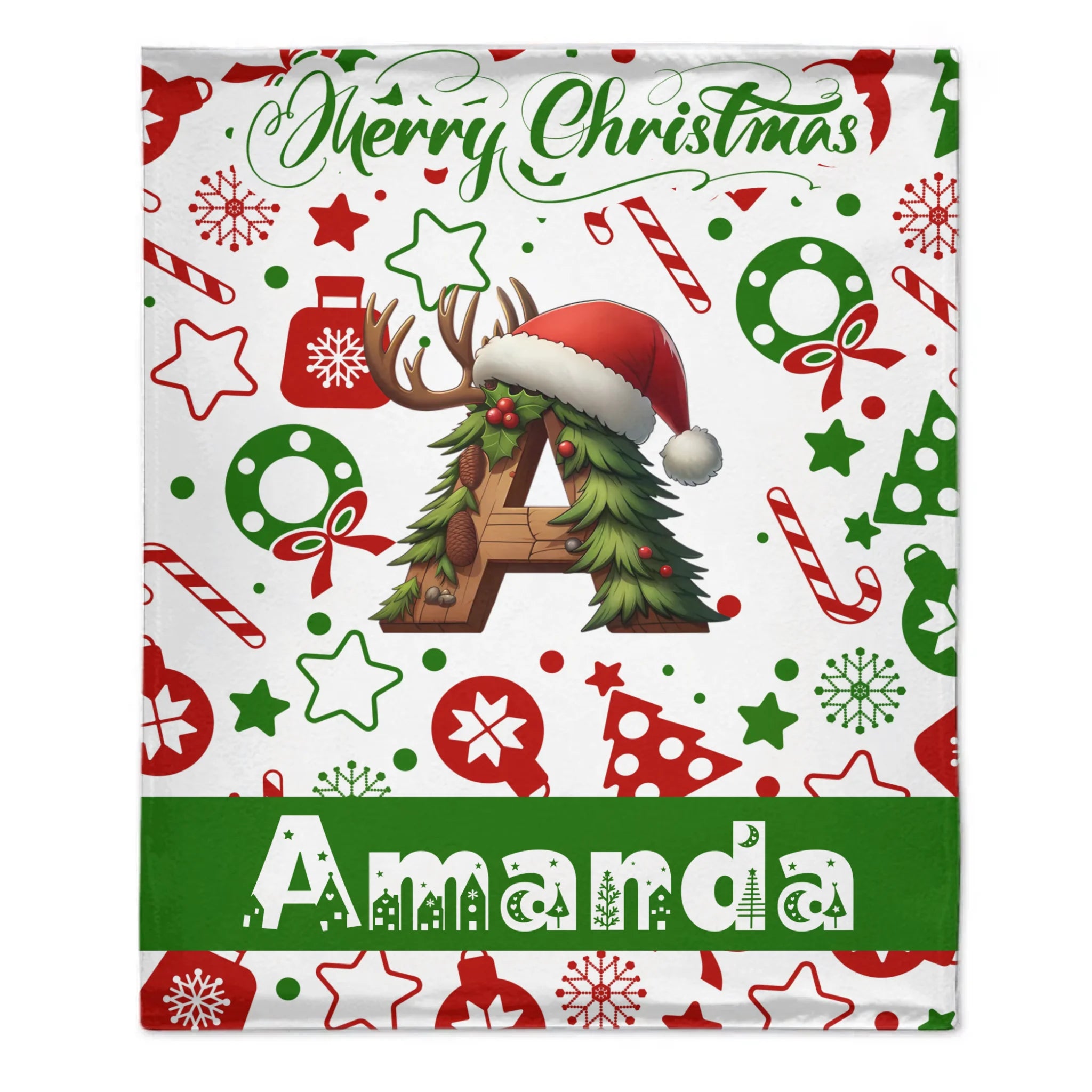 Christmas Customized Blanket - Personalized Initial and Name - Exquisite Christmas Gift