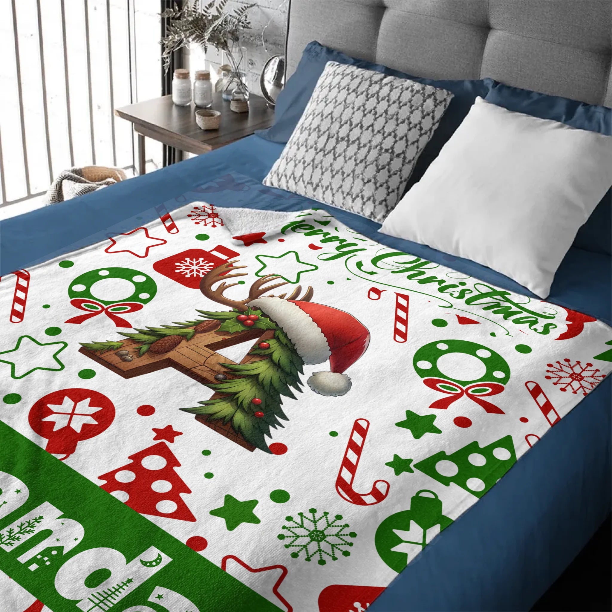 Christmas Customized Blanket - Personalized Initial and Name - Exquisite Christmas Gift