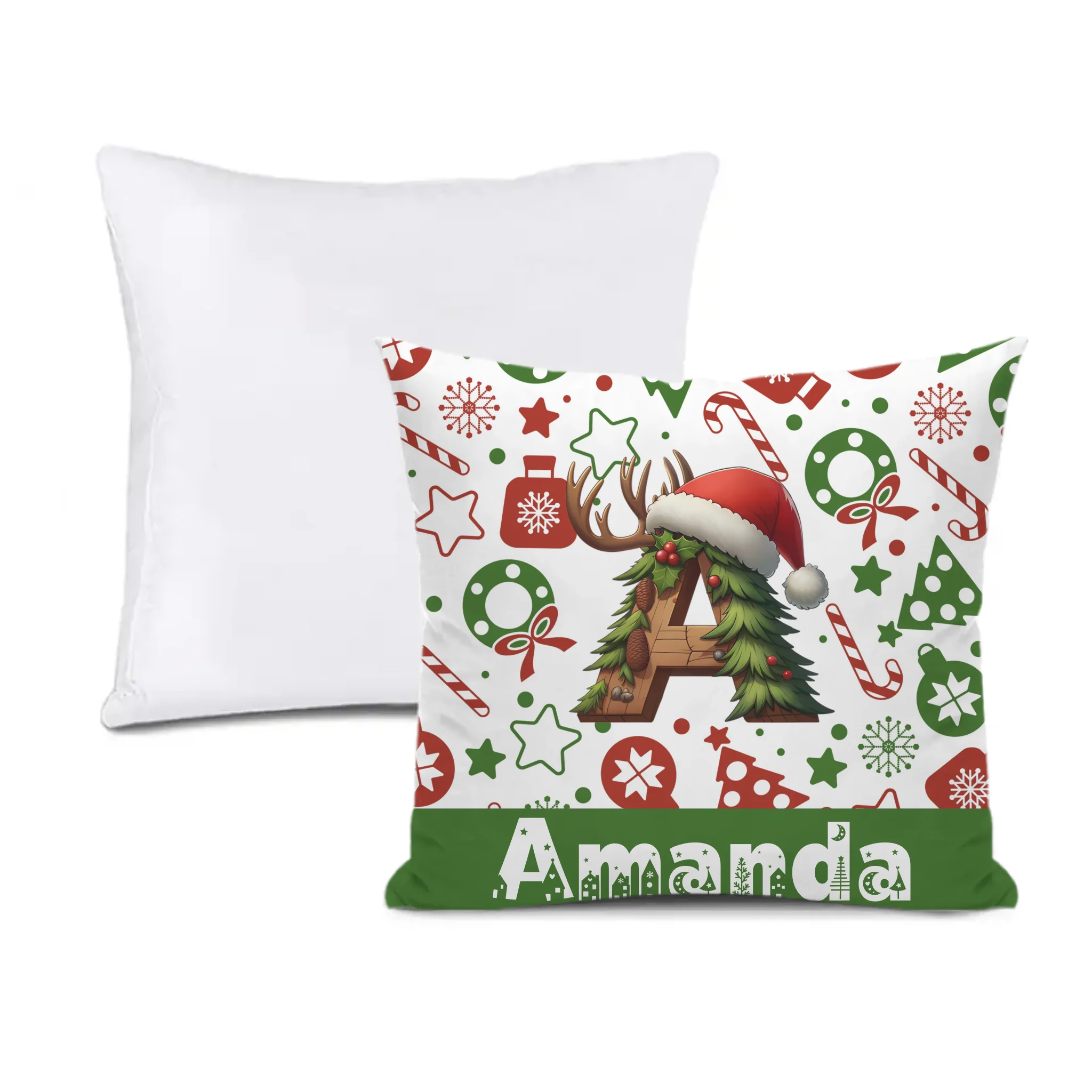 Christmas Customized Throw Pillow - Personalized Initial and Name - Exquisite Christmas Gift