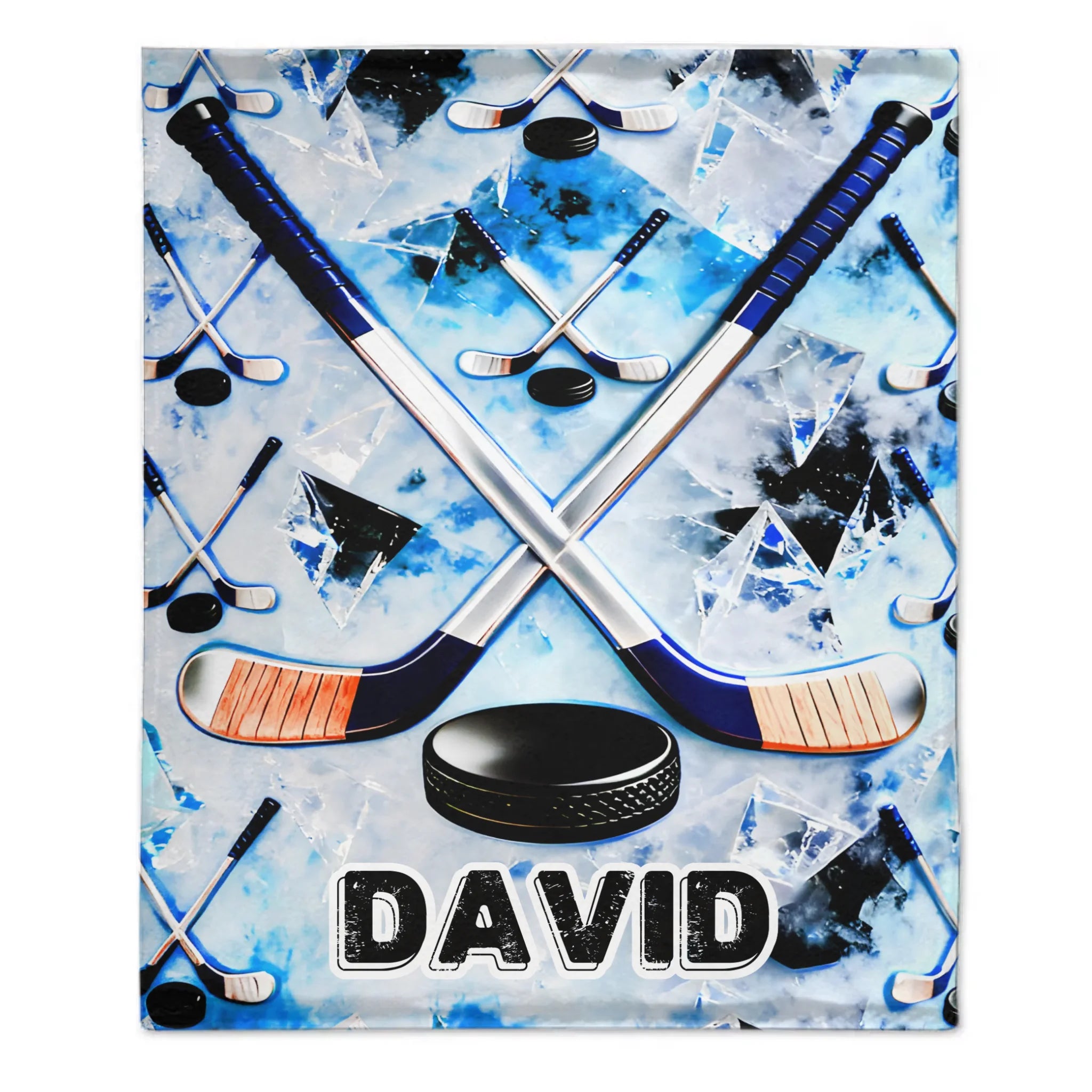 Customized Ice Hockey Themed Blanket - Personalized Name - Gift For Ice Hockey Lovers, Players
