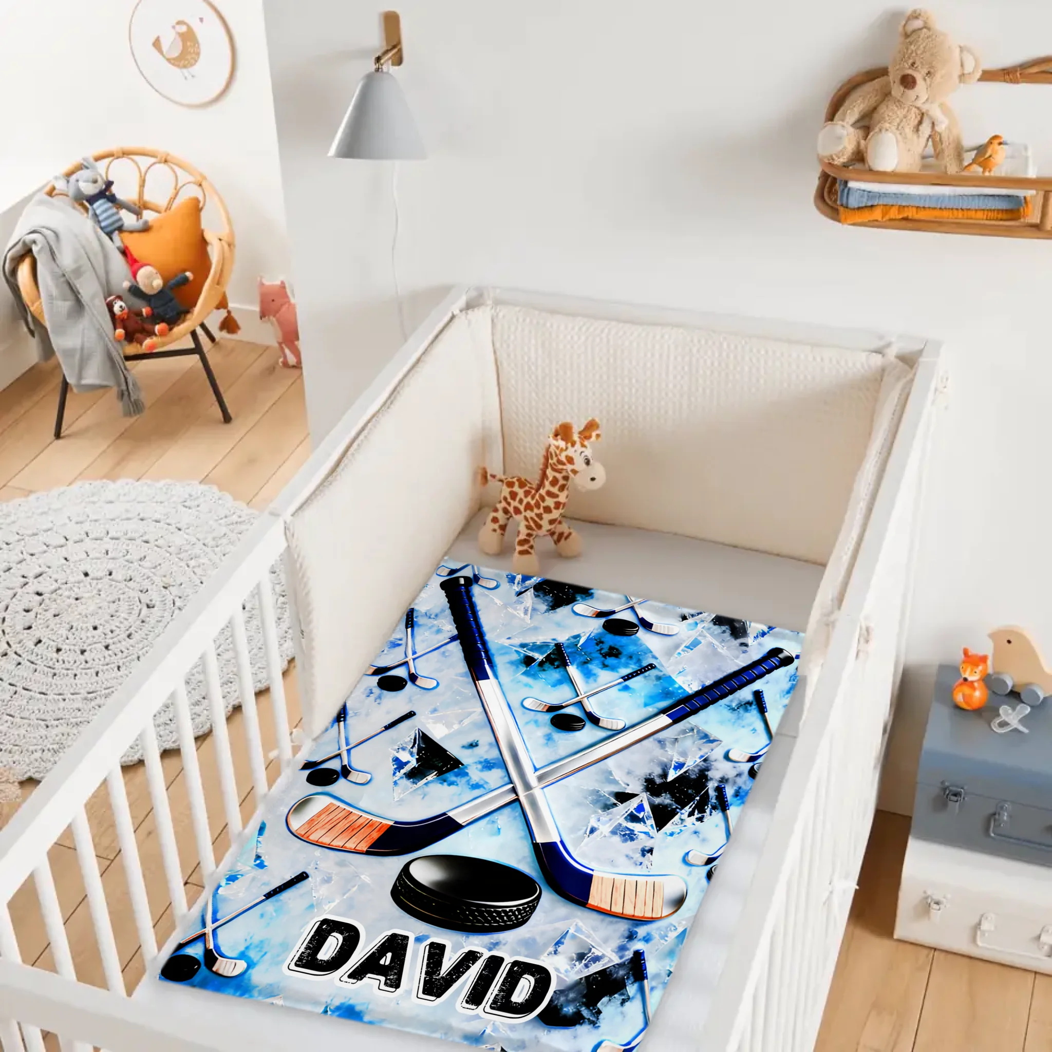 Customized Ice Hockey Themed Blanket - Personalized Name - Gift For Ice Hockey Lovers, Players