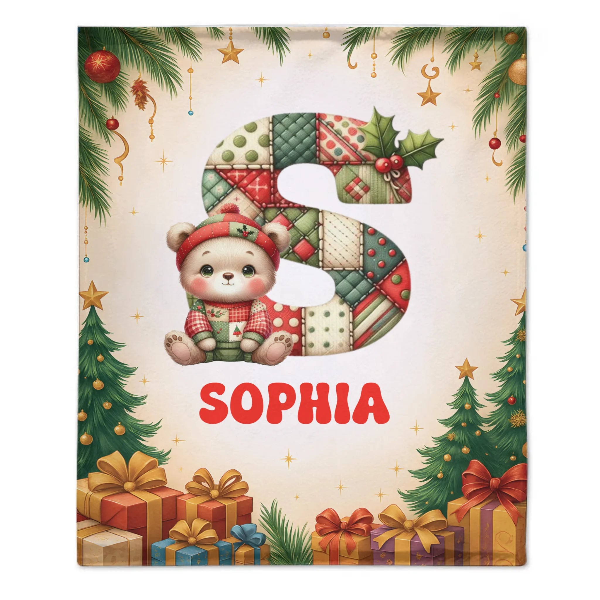 Custom Cute Baby Animal Alphabet Blanket – Personalized Animal And Initial Letter – Christmas Gift for Kids & Teens