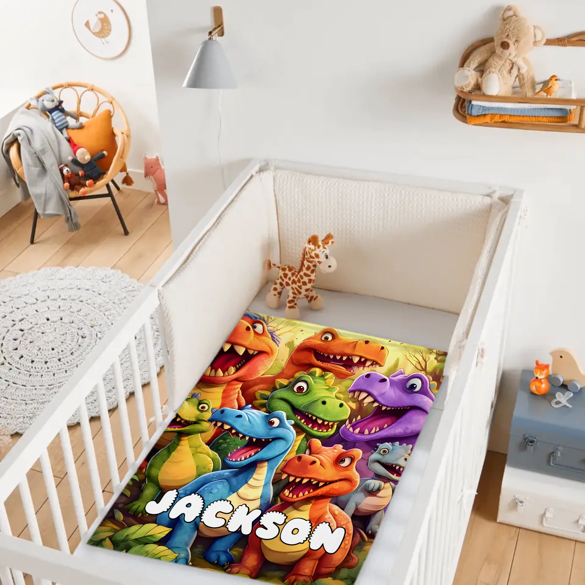 Customized Cute Dinosaur Blanket - Personalized Name - Gift For Kids, Children-SDG