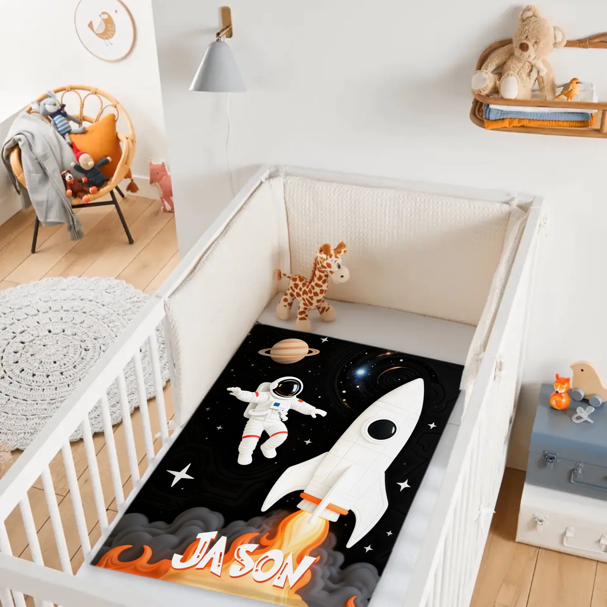 Custom Space Astronaut Blanket – Personalized Rocket Galaxy Throw