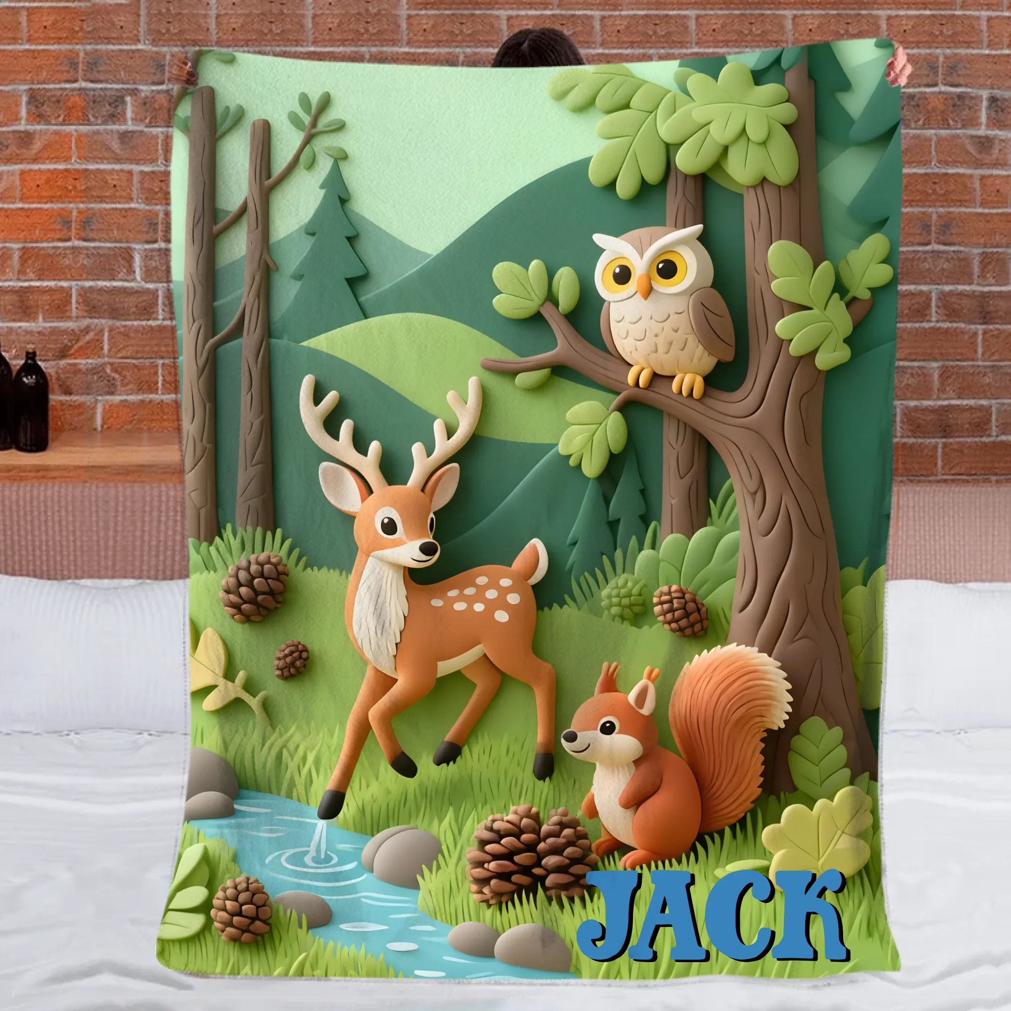 Custom Forest Animals Blanket – Personalized Woodland Animal Throw – Gift for Kids