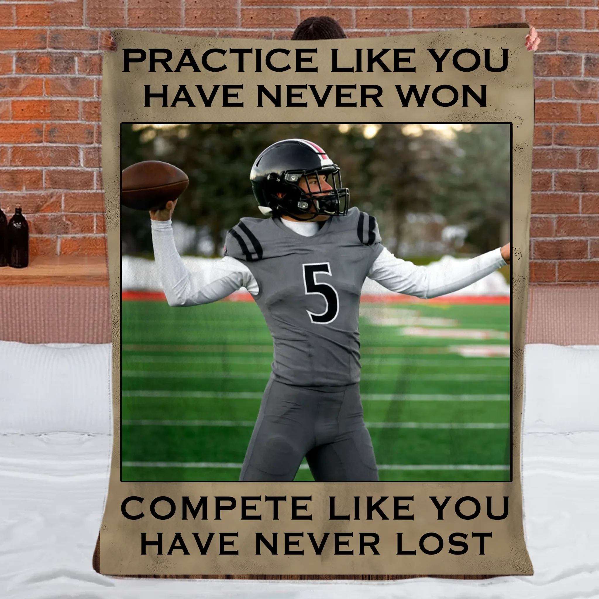 Practice Like You've Never Won Customized Blanket - Personalized Unload Photo Flannel Blanket - Gift For Sports Players, Inspiring Sports Decor