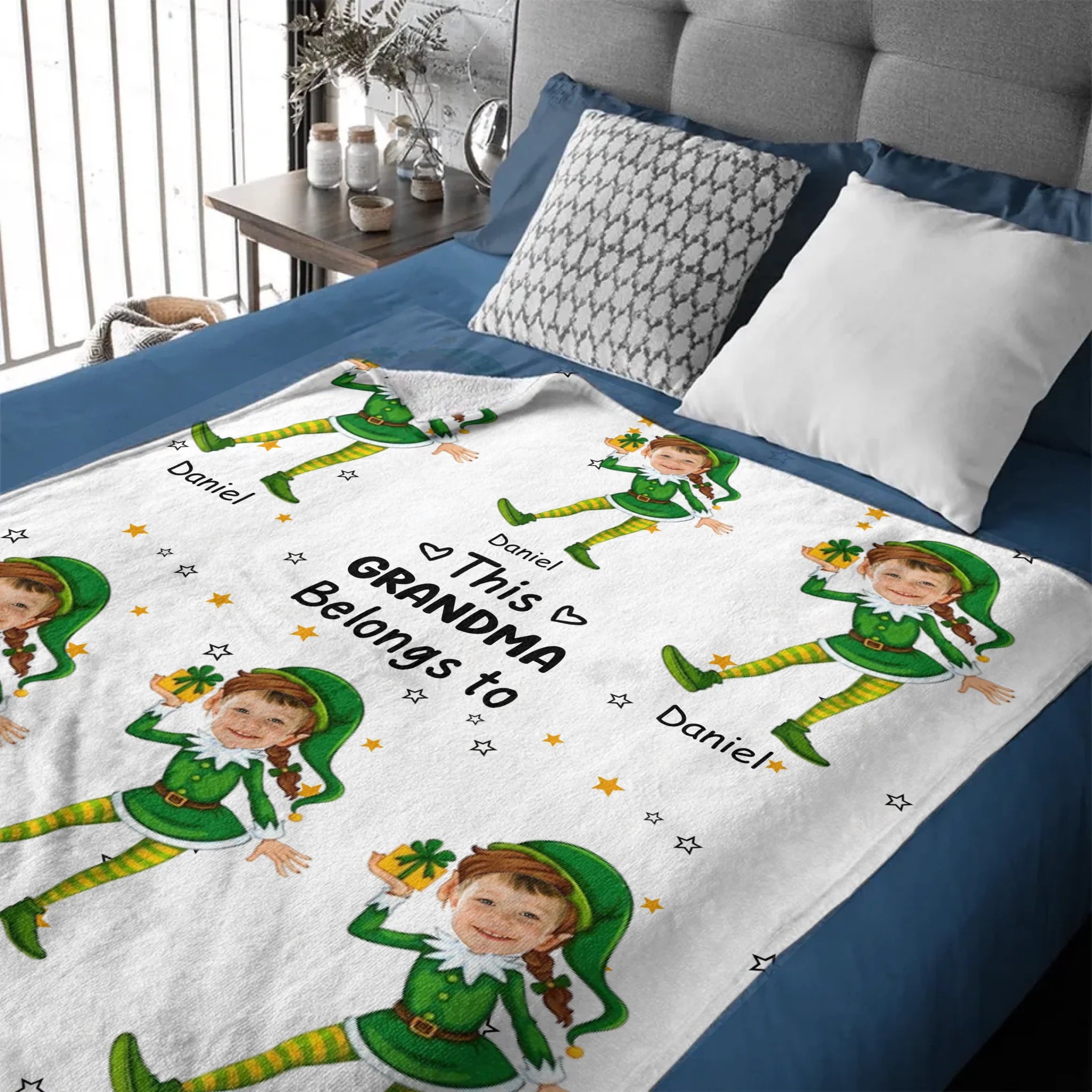 This Grandma Belongs To Kids Customized Blanket - Personalized Unload Photos And Name - Gift For Grandparents, Family