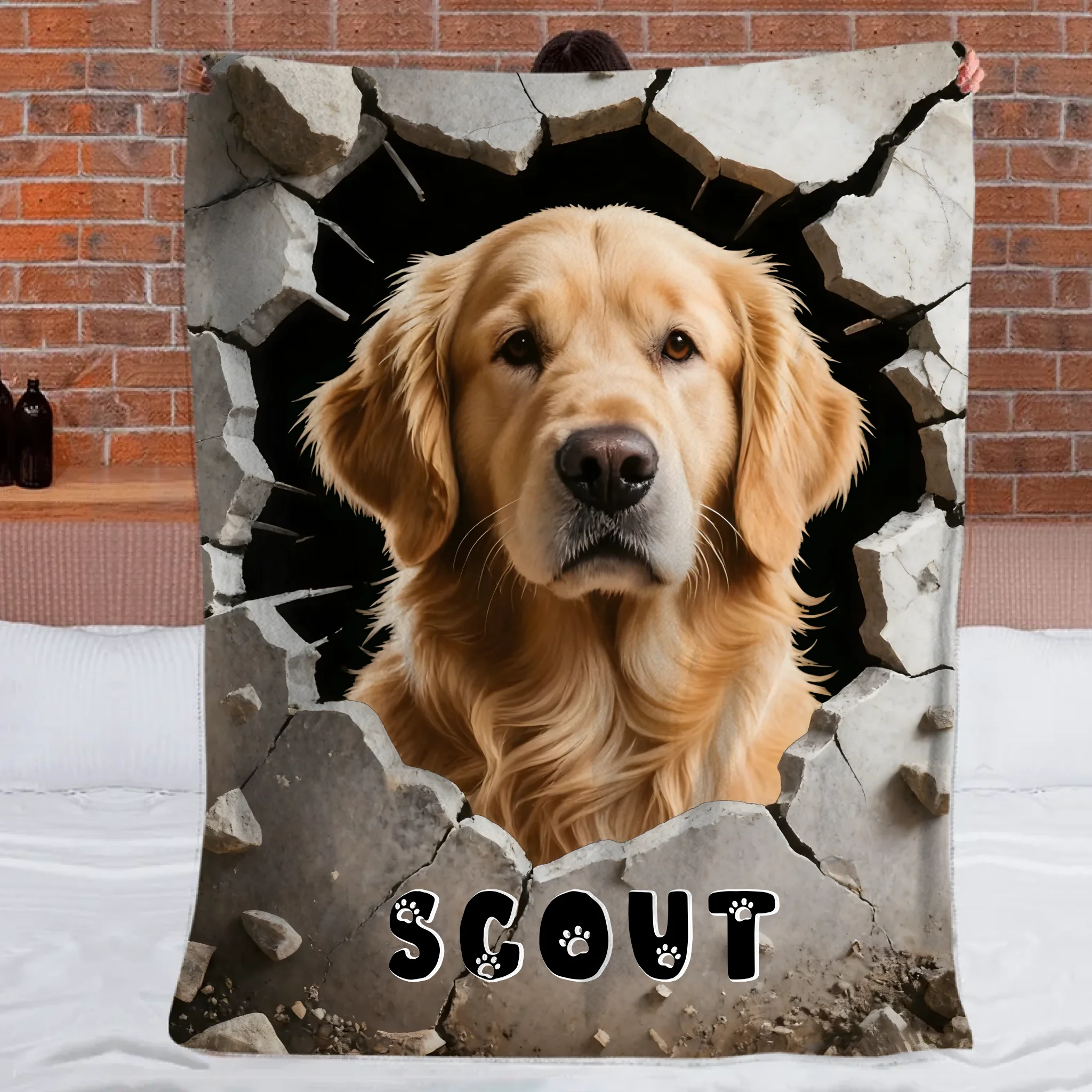 Custom Dog Blanket – Personalized 3D Wall-Breaking Pet Throw