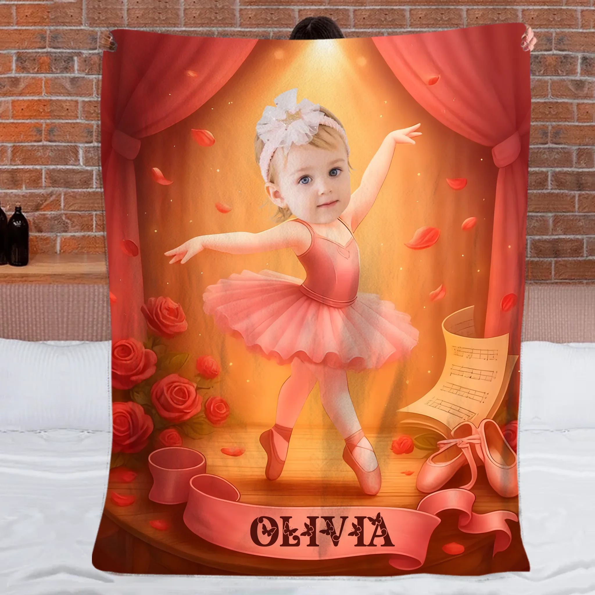 Custom Ballerina Blanket – Personalized Ballet Dancer Throw – Gift for Girls