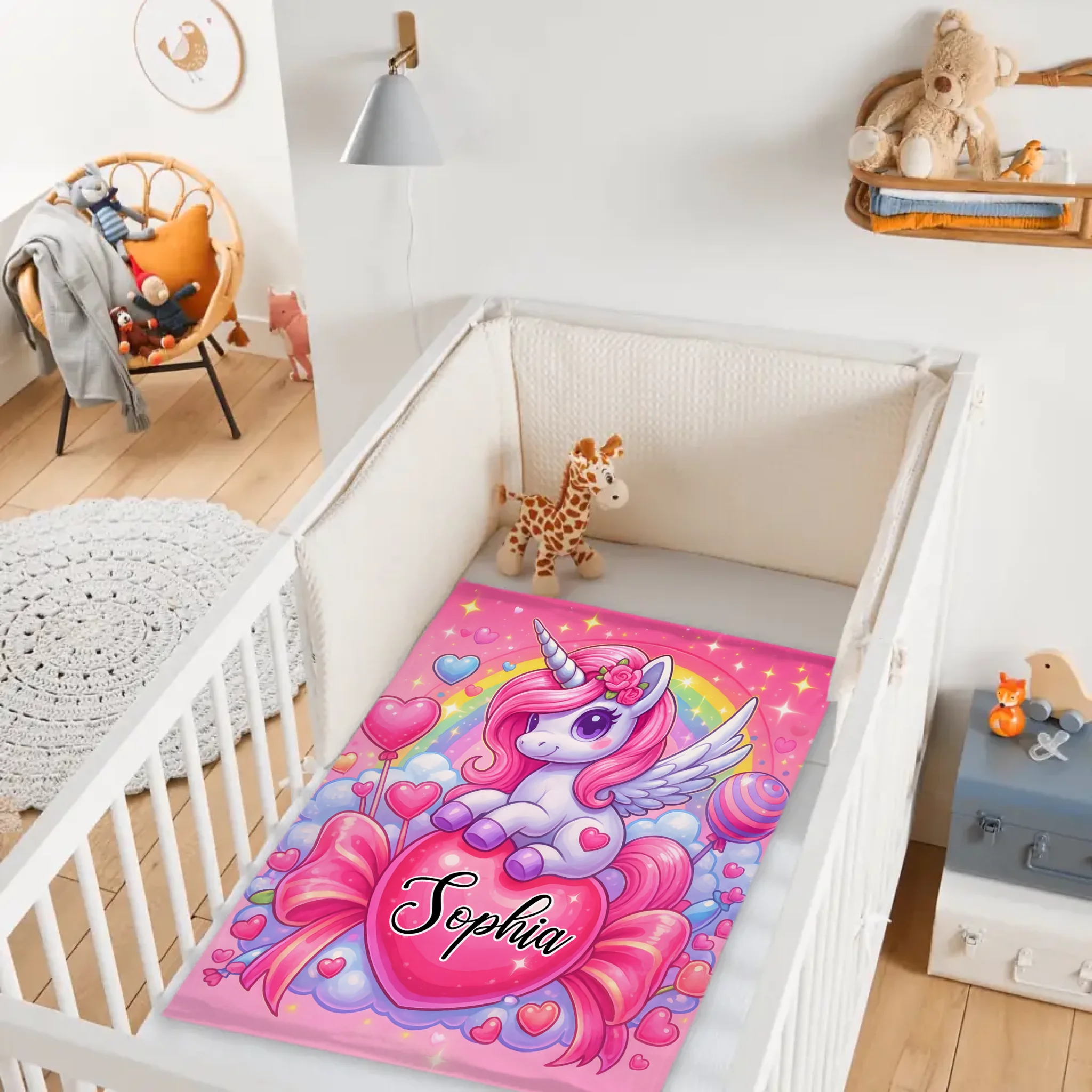 Customized Dreamy Pink Unicorn Blanket - Personalized Name - Gifts For Girls, Unicorn Lovers