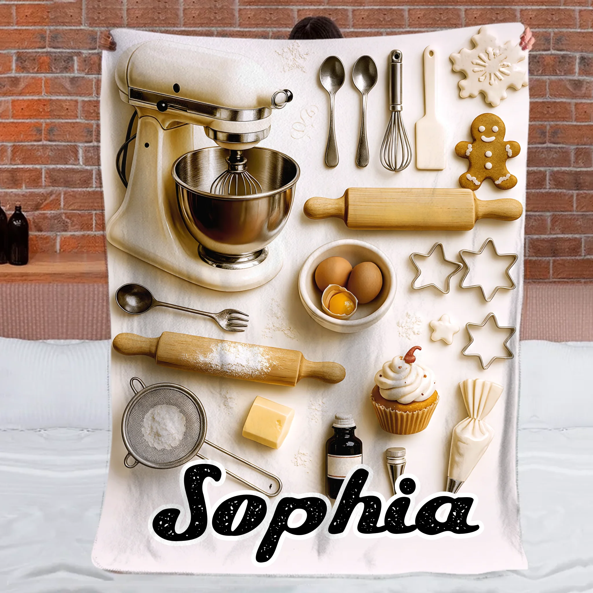 Love Baking Custom Blanket – Personalized Name Blanket – Gift for Baking Enthusiast, Pastry Chef