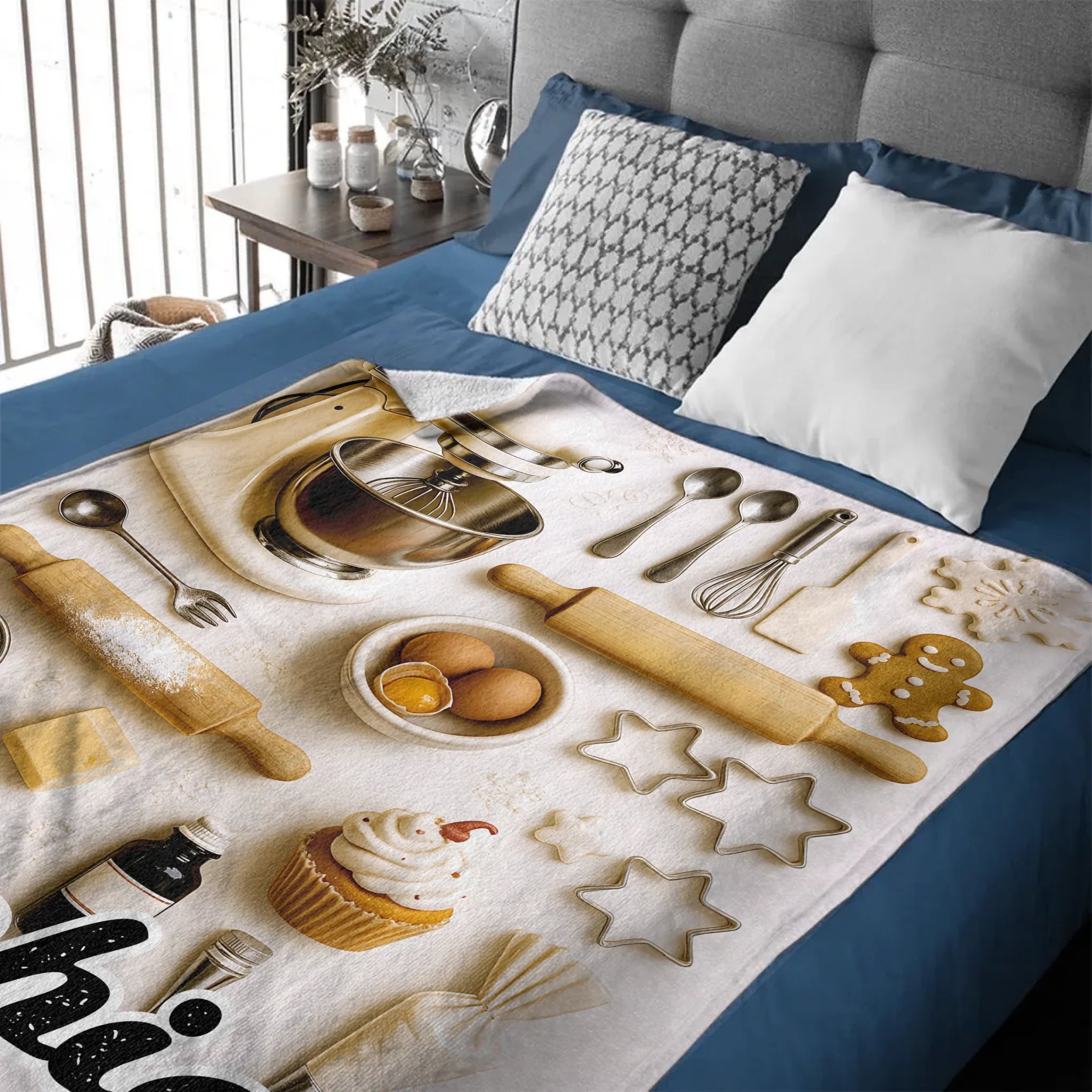 Love Baking Custom Blanket – Personalized Name Blanket – Gift for Baking Enthusiast, Pastry Chef