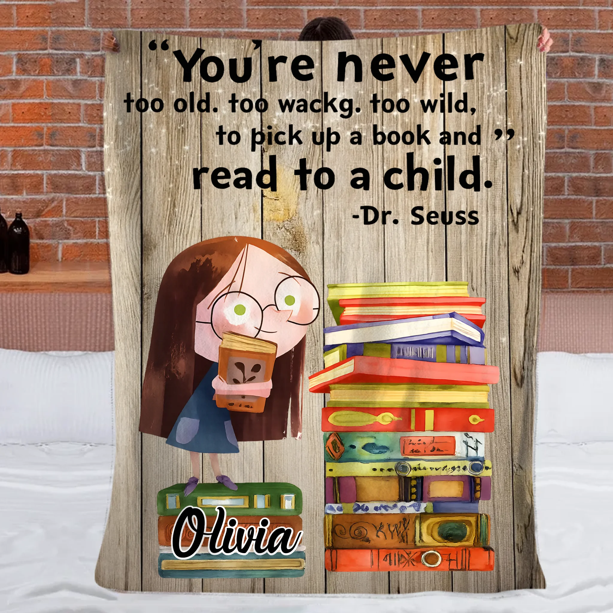 Read To A Child Custom Blanket – Personalized Name Book Poster Blanket – Gift for Parents, Grandparents