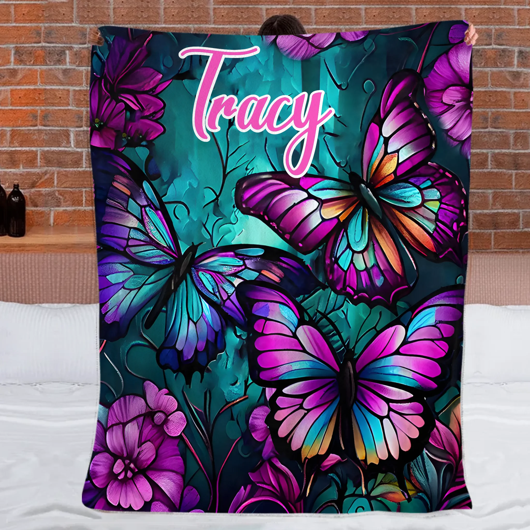 🦋Beautiful Butterflies Customized Blanket - Personalized Name - Butterfly Enthusiast Gift