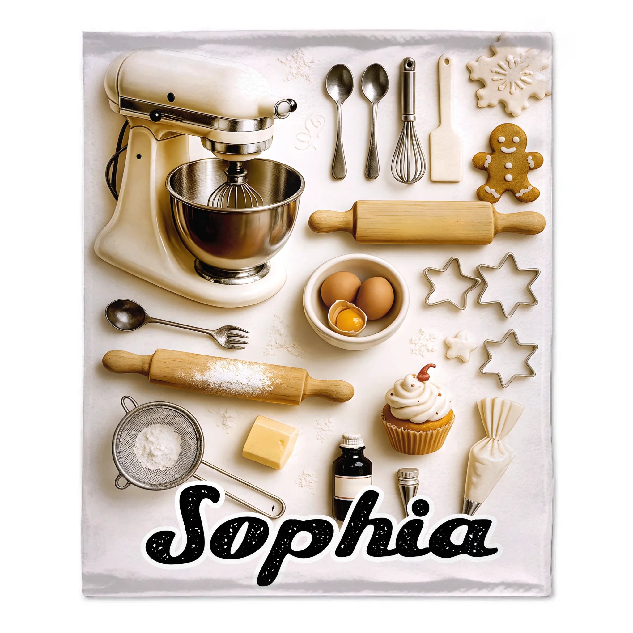 Love Baking Custom Blanket – Personalized Name Blanket – Gift for Baking Enthusiast, Pastry Chef
