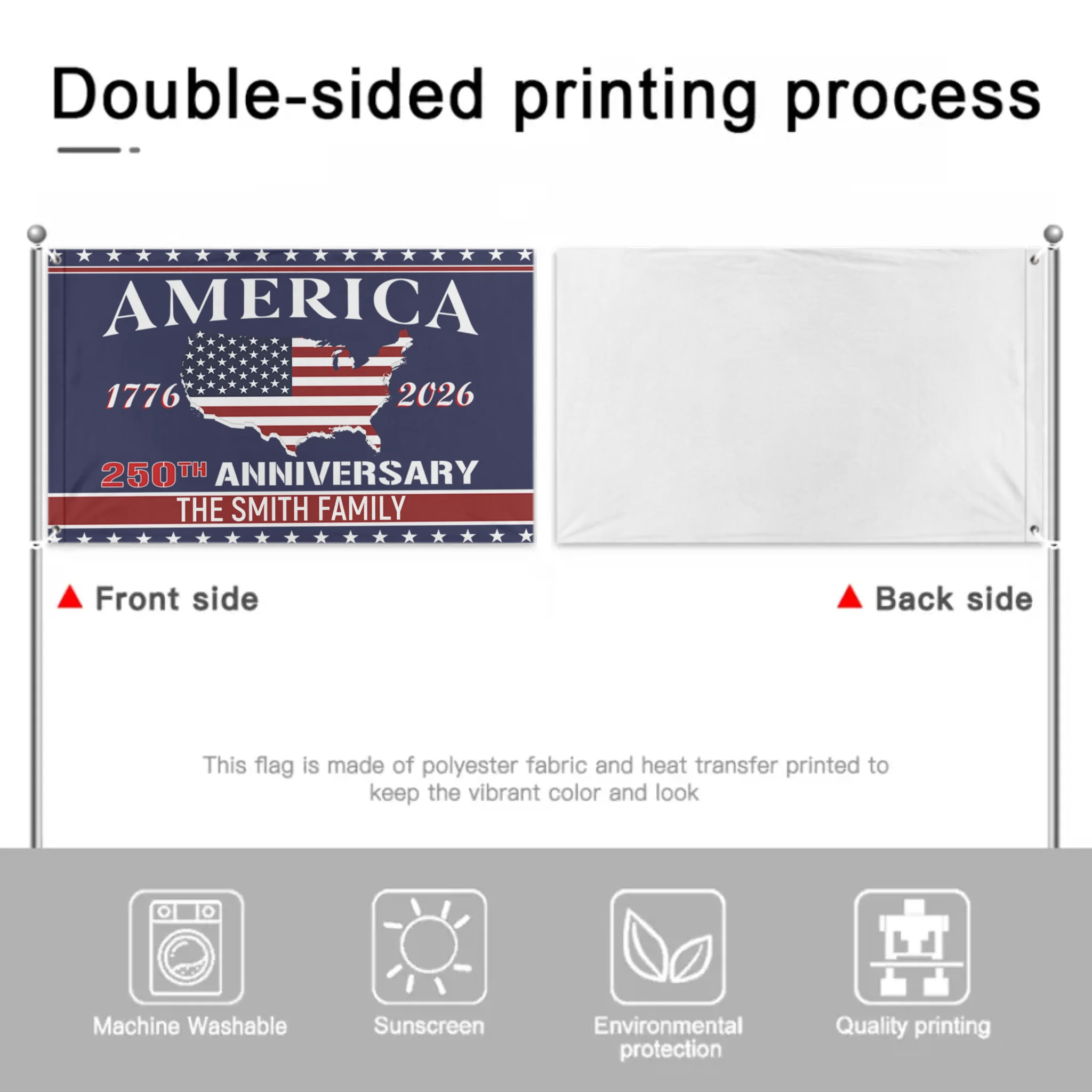 250th Anniversary Customized Flag - Personalized Color and Name - Patriot's Memorabilia