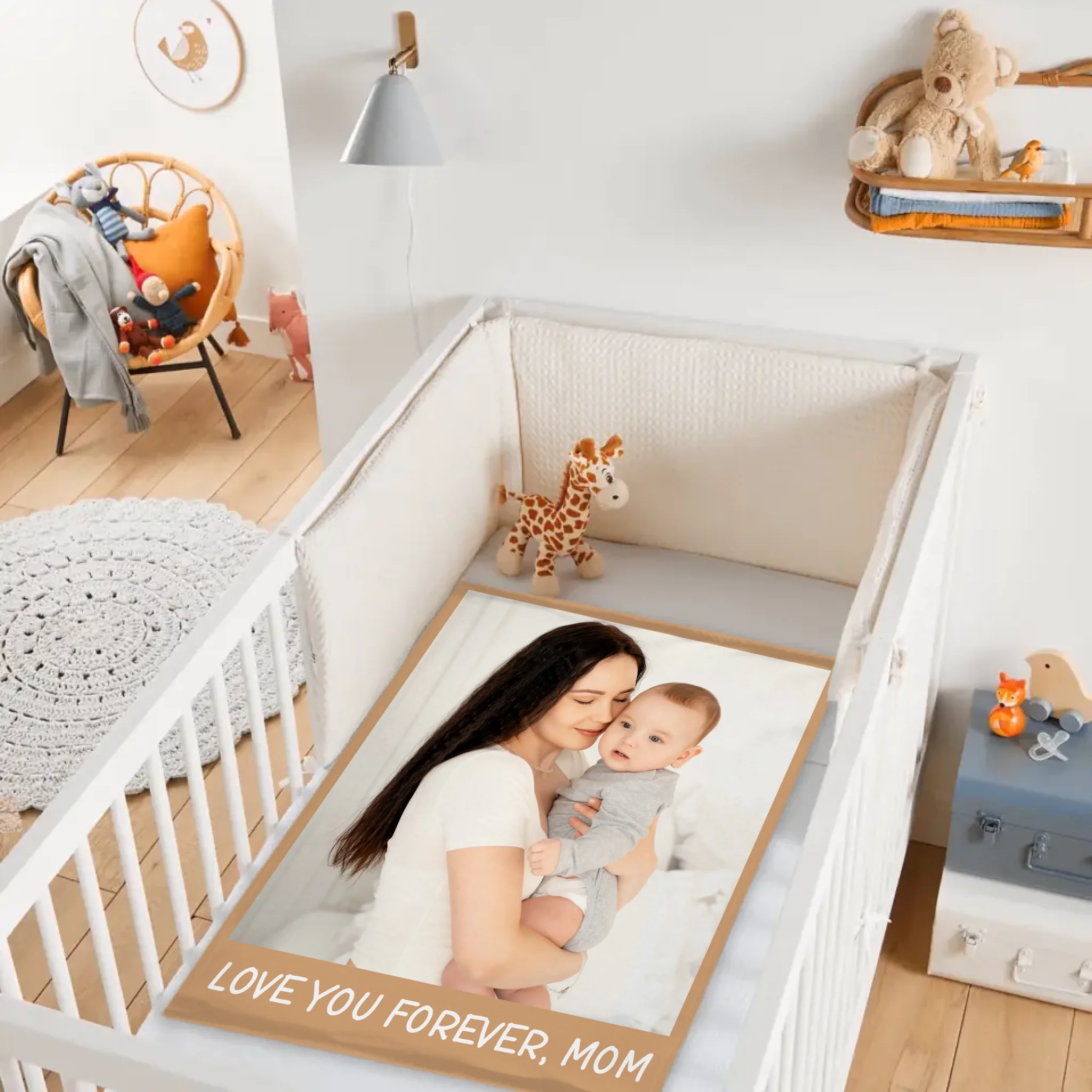 Customized "Mom" Photo Blanket - Personalized Text And Photo - Gift For Mom, Grandma