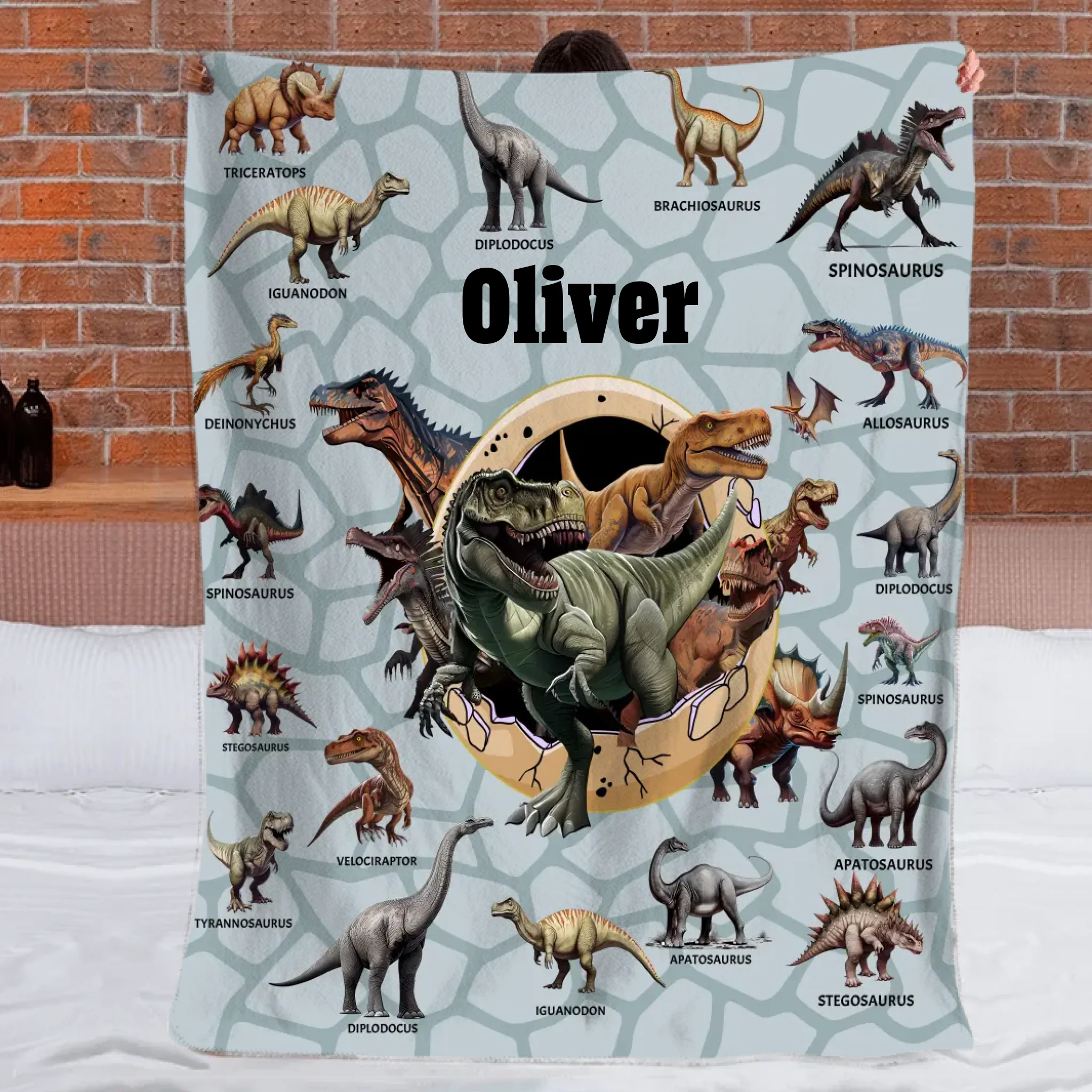 Personalized Custom Name Blankets - Dinosaur Theme