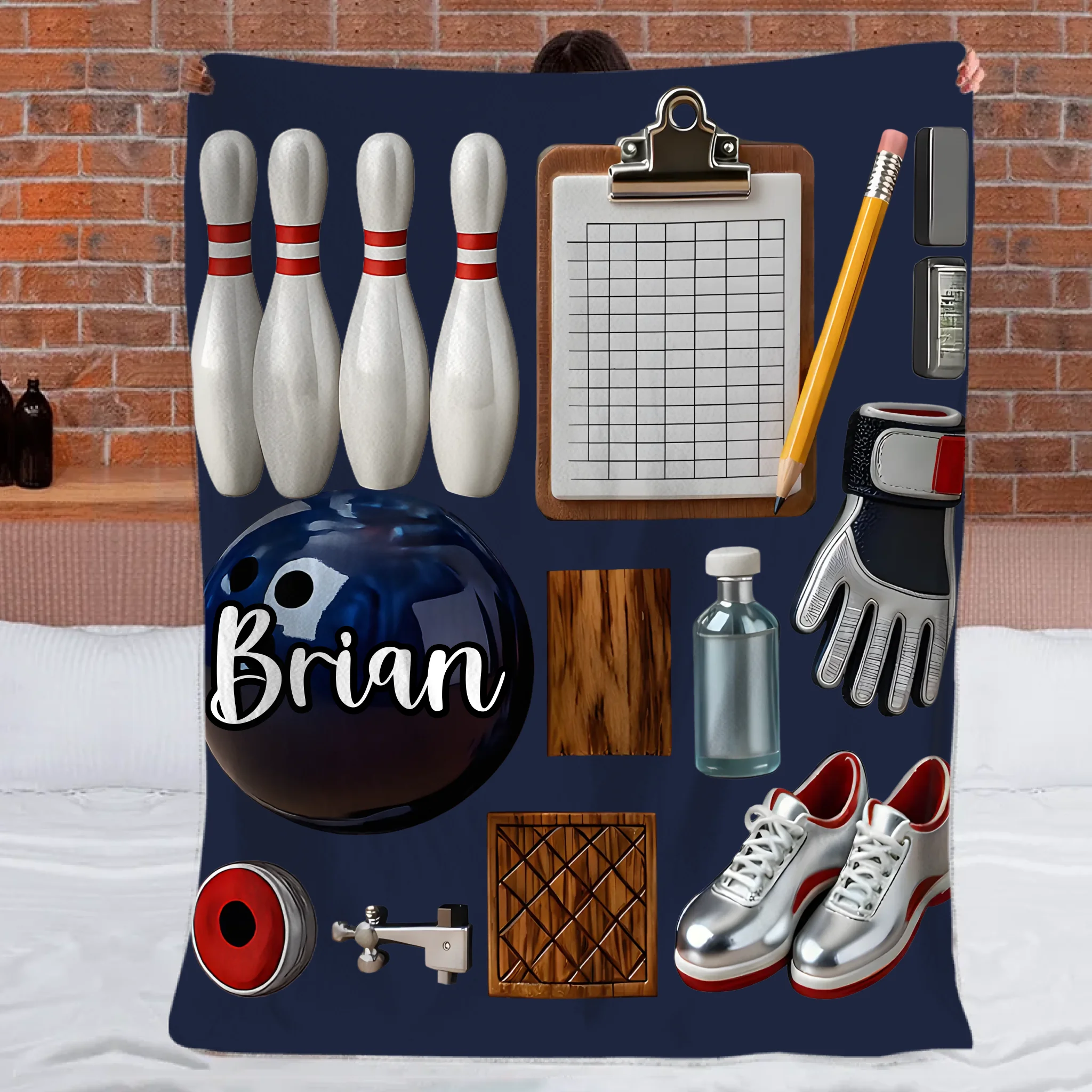 Love Bowling Customized Blanket - Personalized Name - Gift For Bowling Lovers
