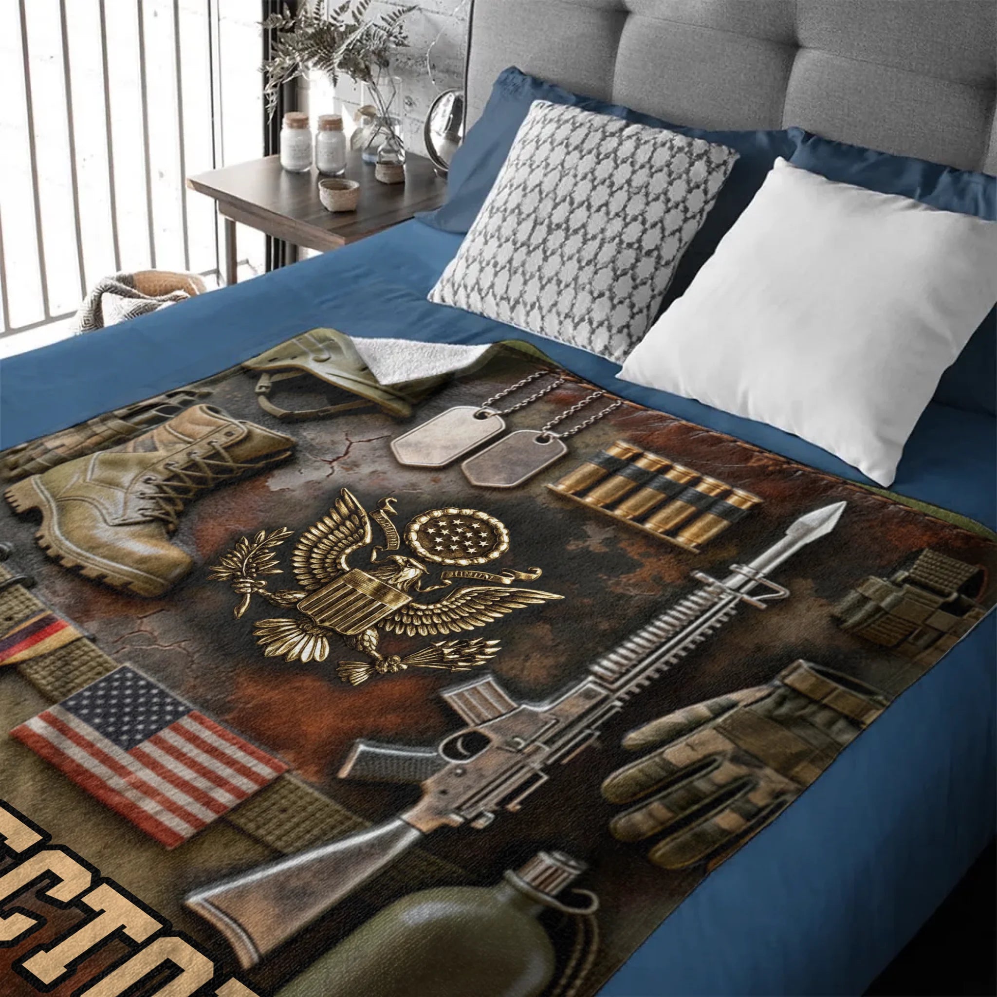 Semper Fidelis – Personalized Name Veteran Accent Blanket - Gift For Veterans, Soldiers