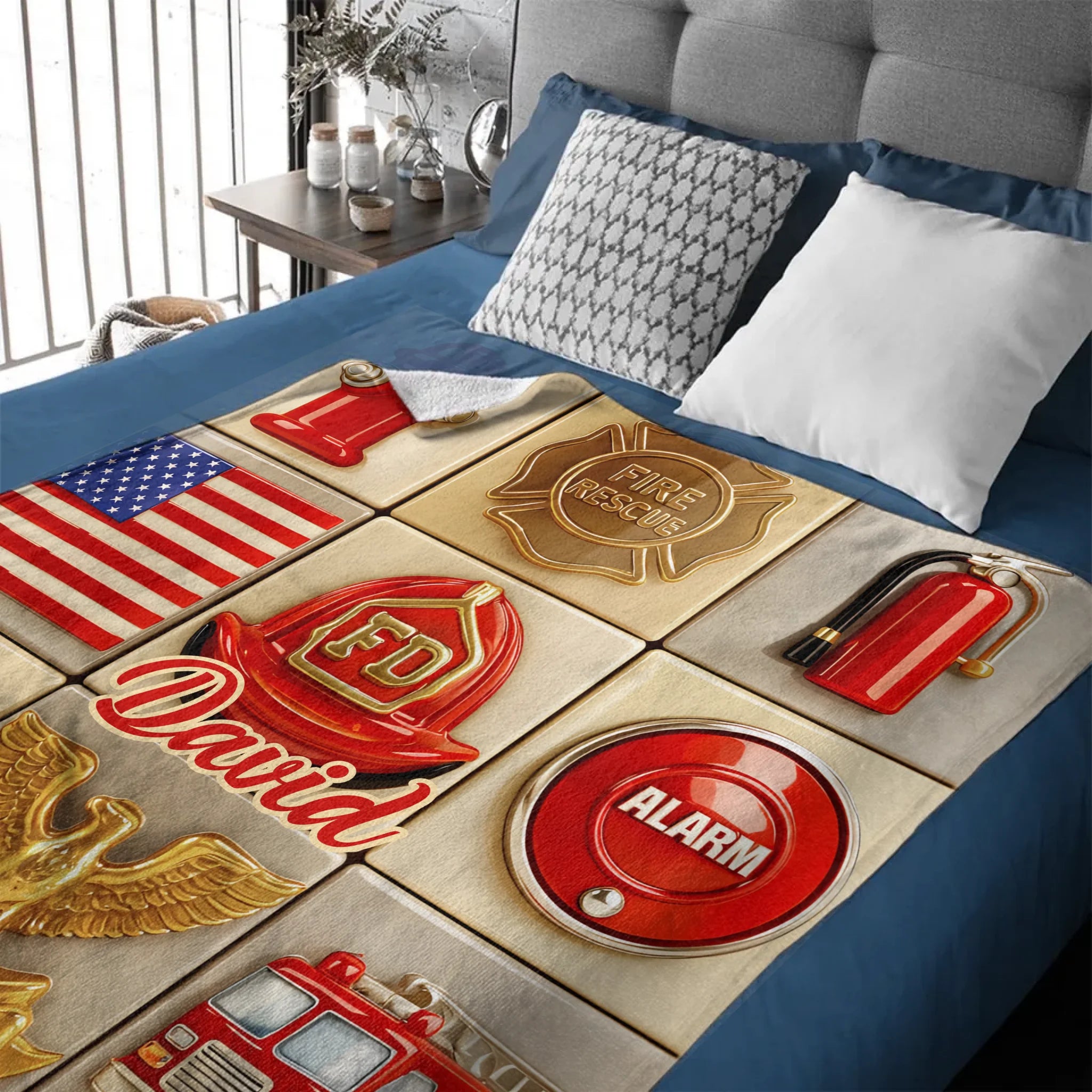 Fire Rescue Courage & Honor Firefighter Essentials - Personalized Name Blanket - Gift For Heroes and Families