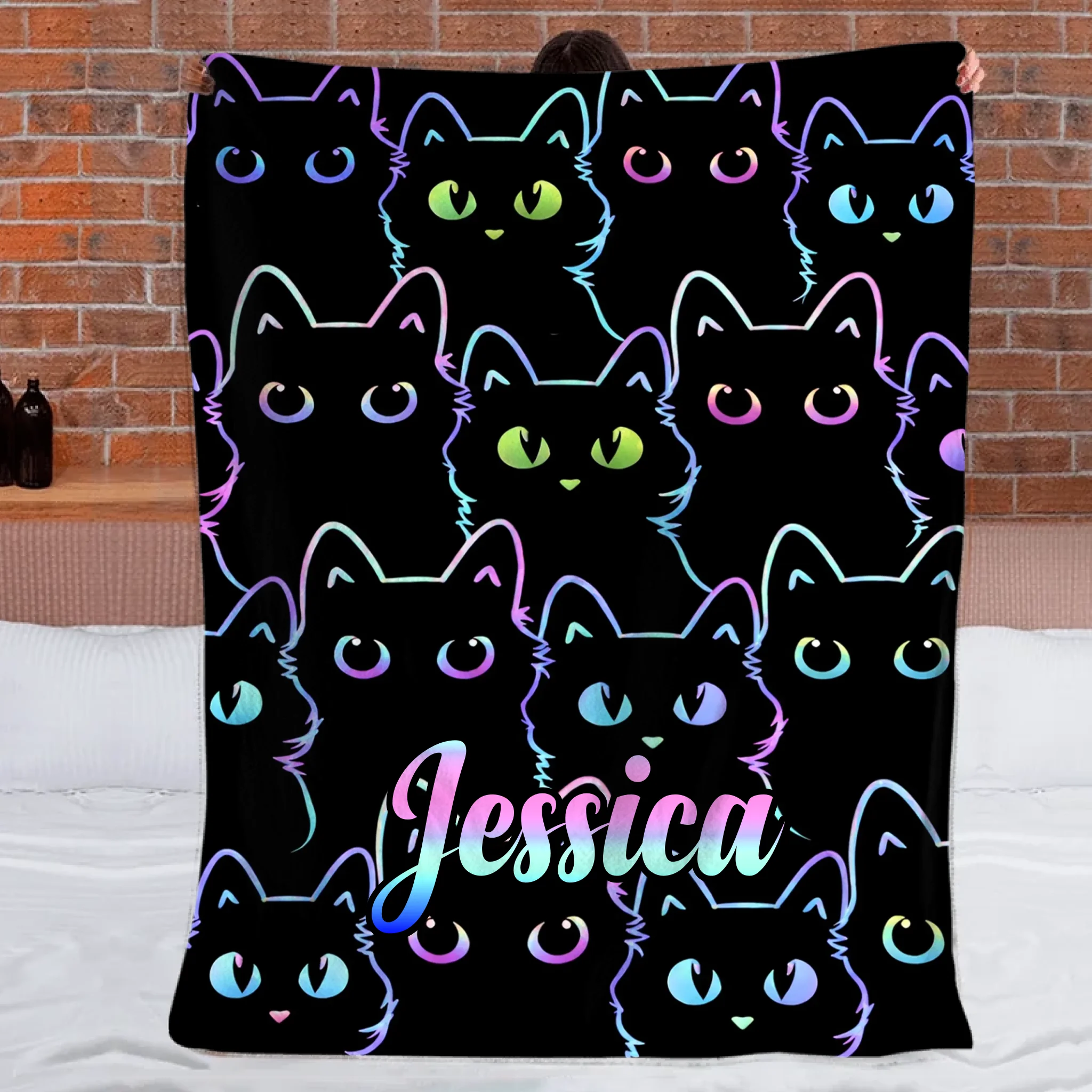 Custom Blanket with Fluorescent-Edged Animal Patterns - Personalized Name - Gift For Friends