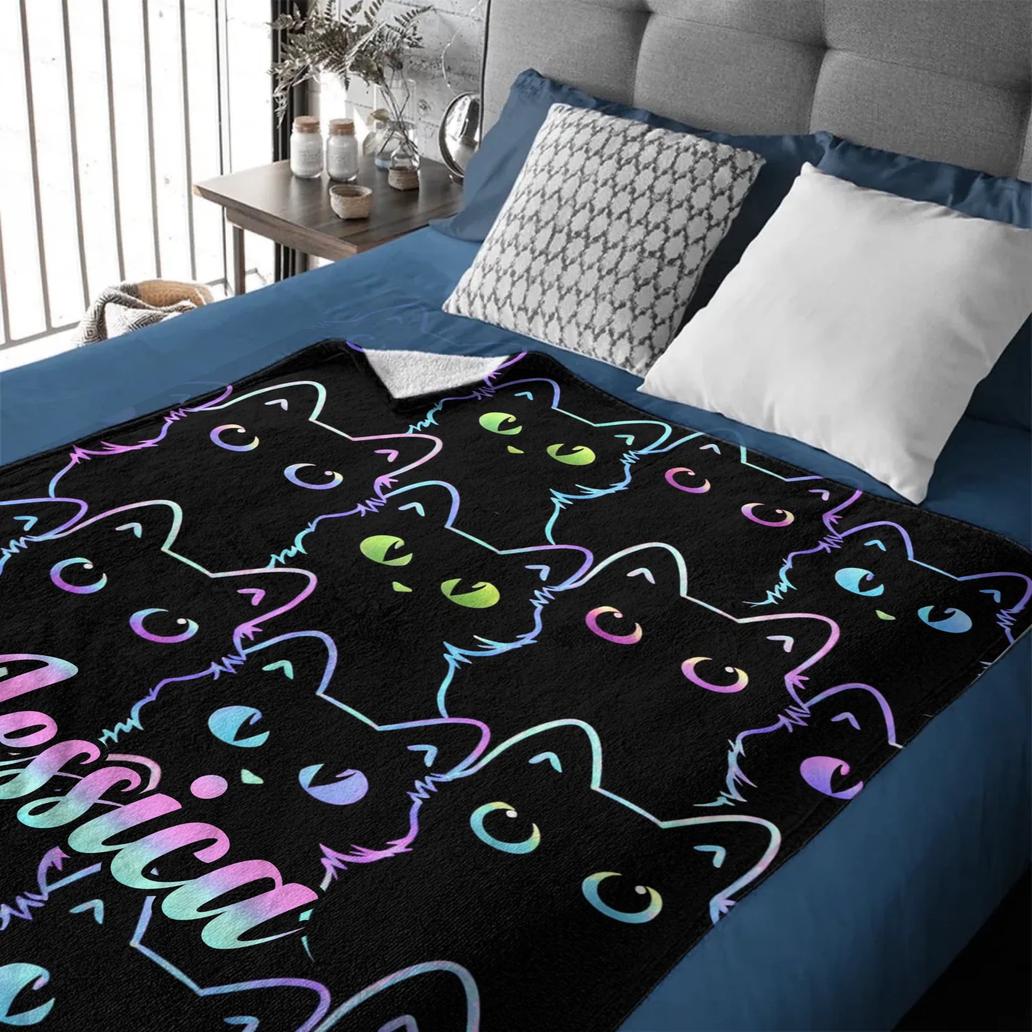 Custom Blanket with Fluorescent-Edged Animal Patterns - Personalized Name - Gift For Friends
