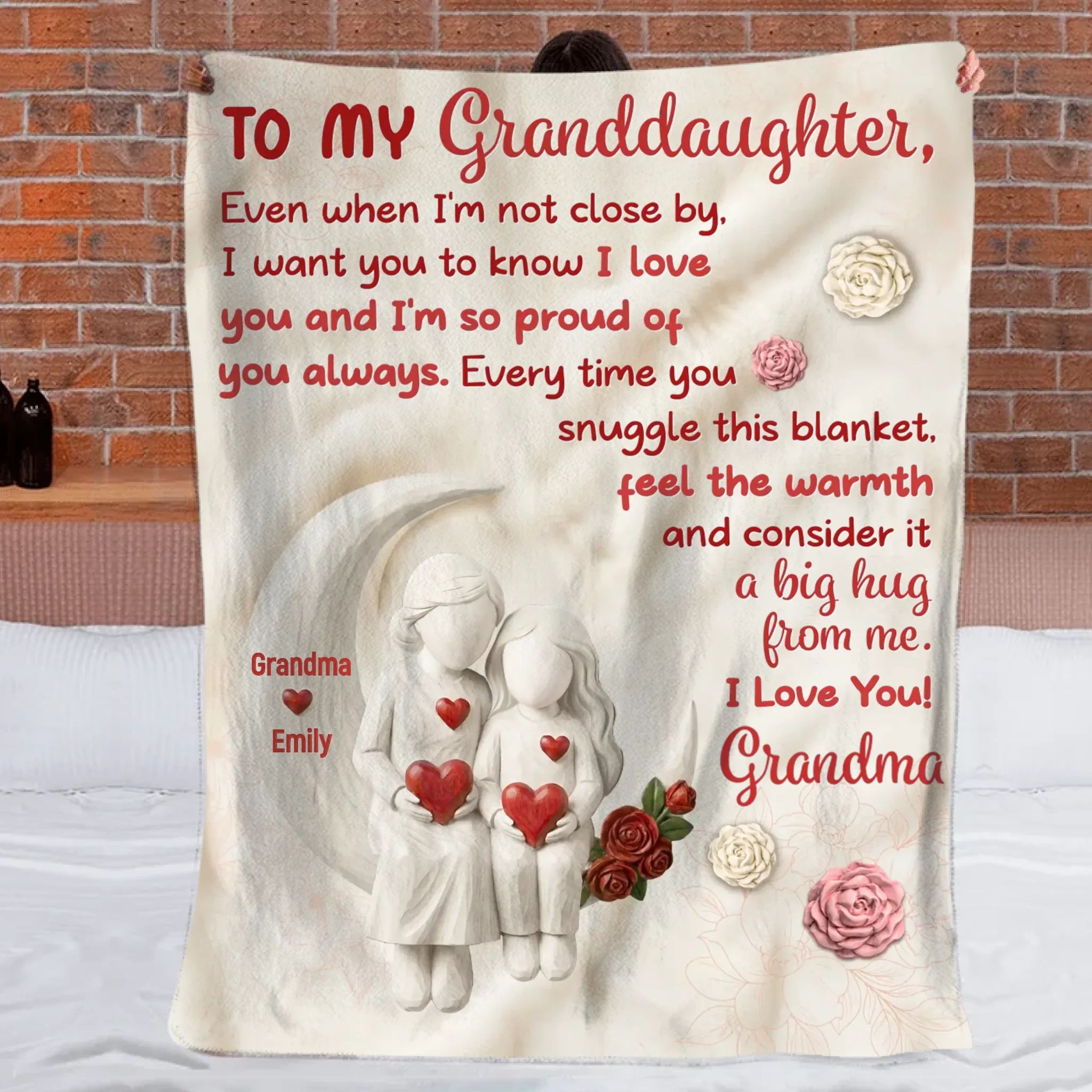 Customized Love Letter Blanket for My Granddaughter - Personalized Signature, Names - Gift for the Granddaughter
