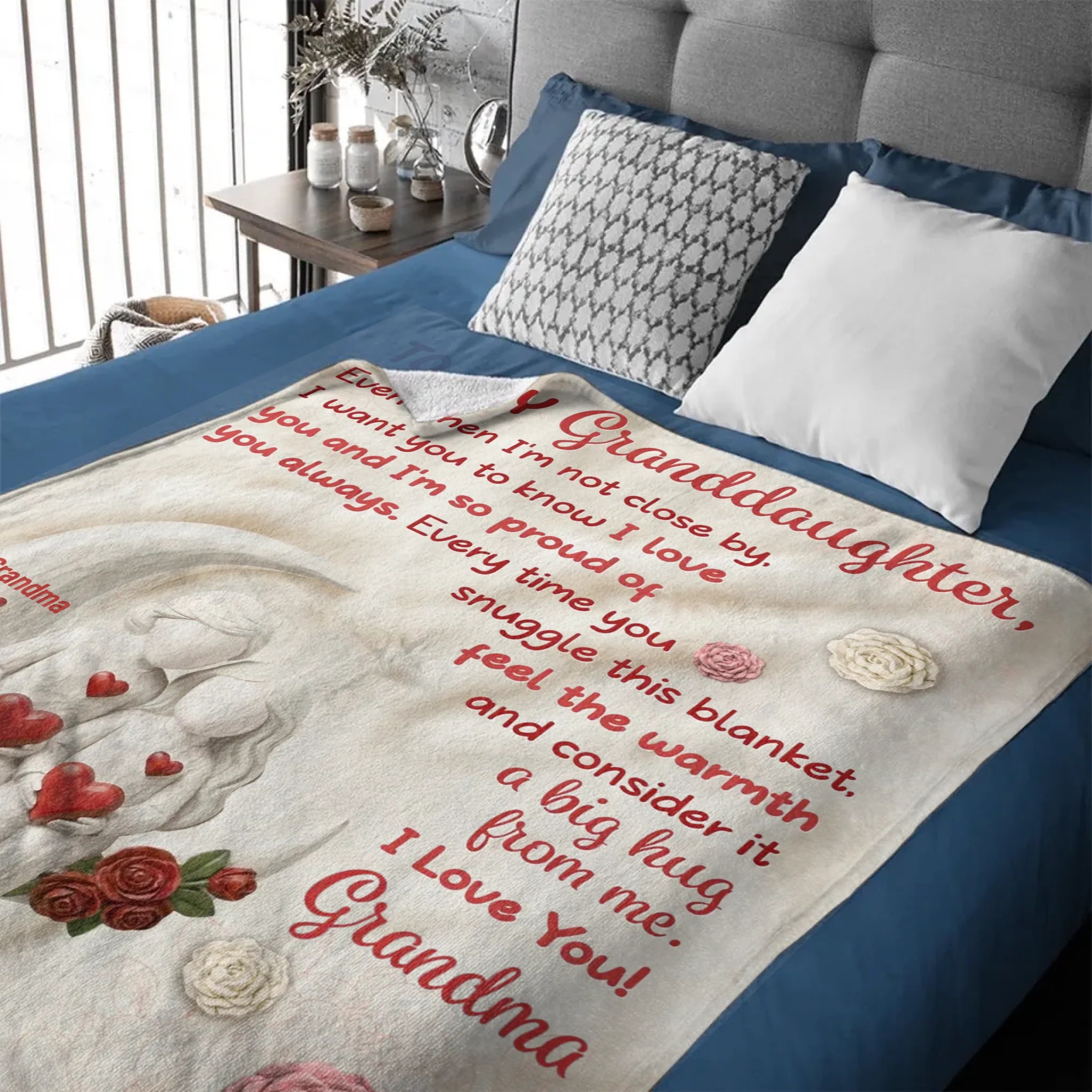 Customized Love Letter Blanket for My Granddaughter - Personalized Signature, Names - Gift for the Granddaughter