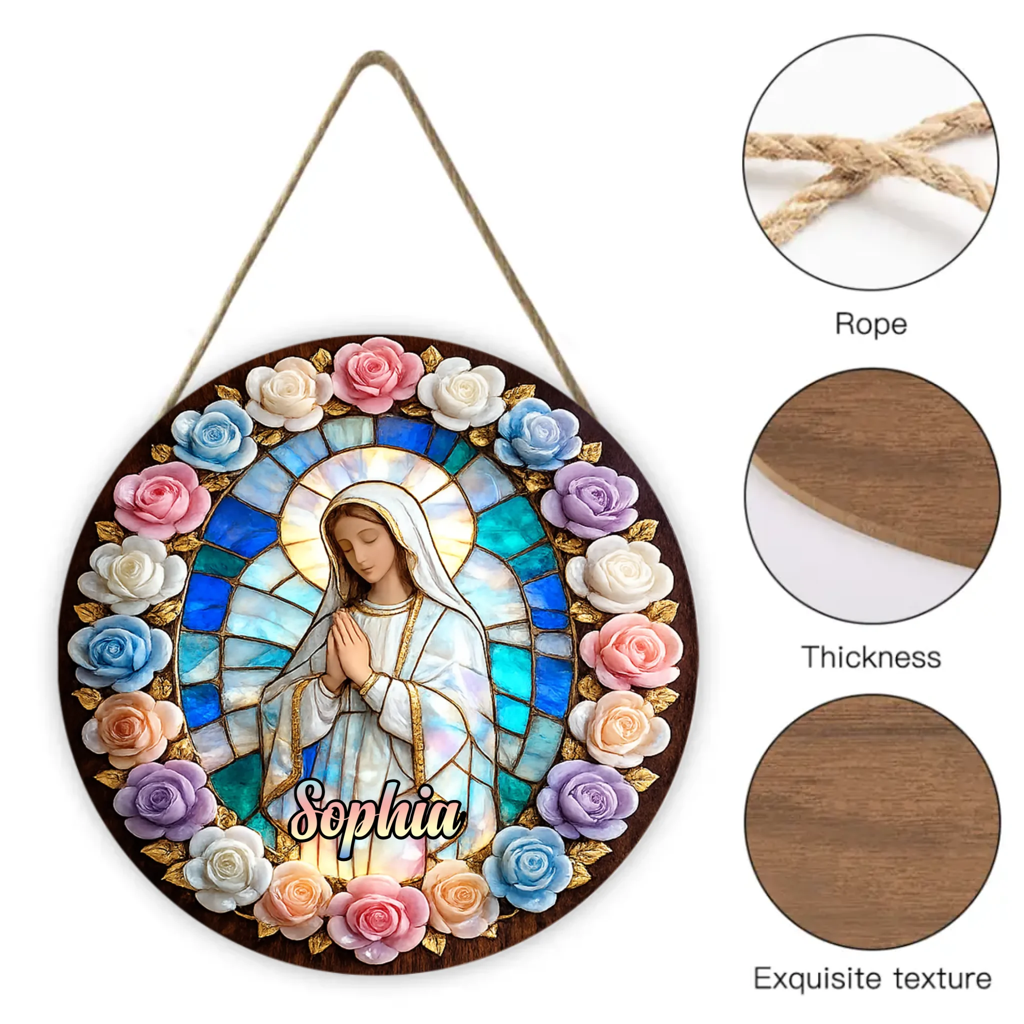 Protected Customized Decorative Wooden Doorplates - Personalized Door Sign with Name - Faith-based Christian Gift