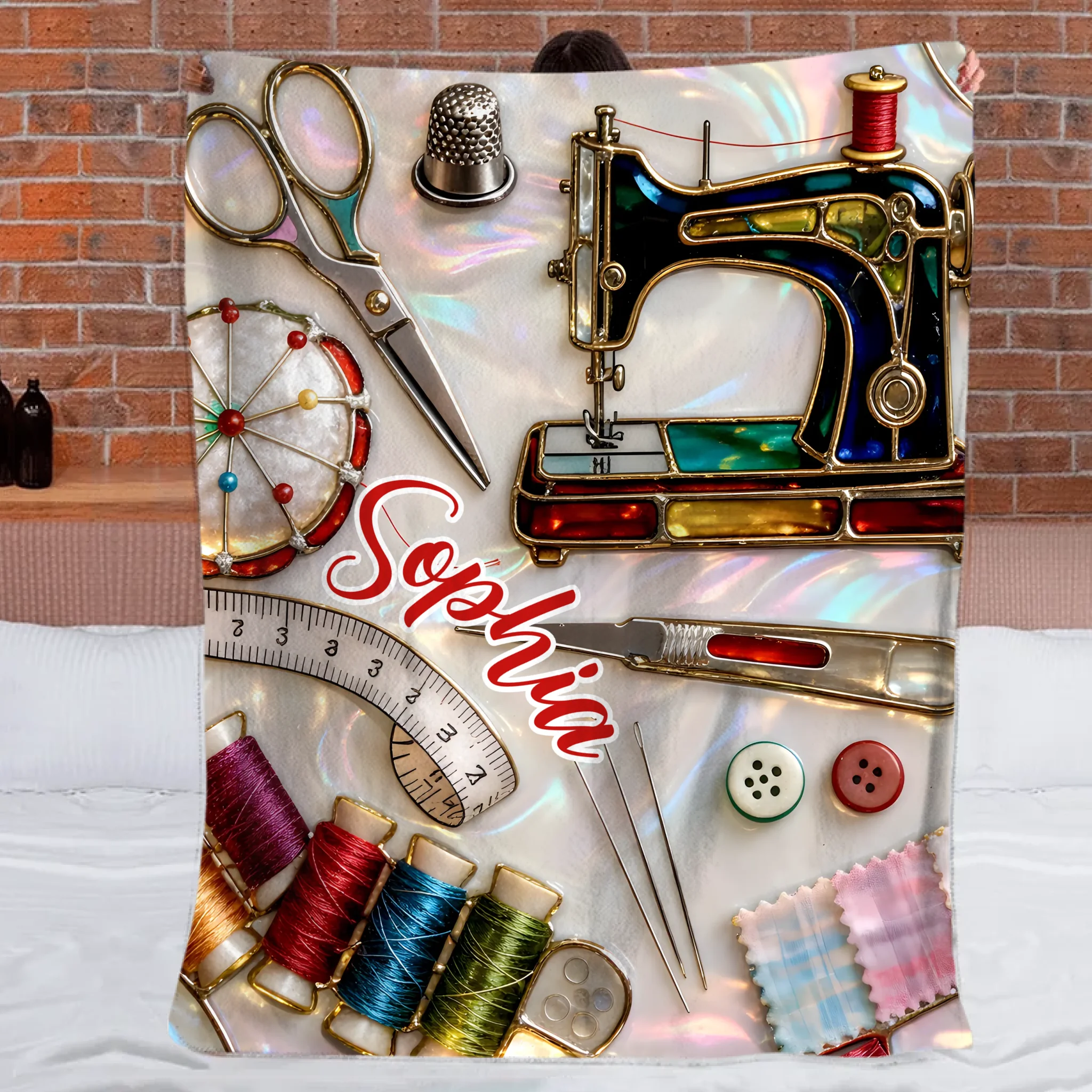 Love Sewing Customized Blanket - Personalized Name - Gift For Tailor, Sewing Enthusiast
