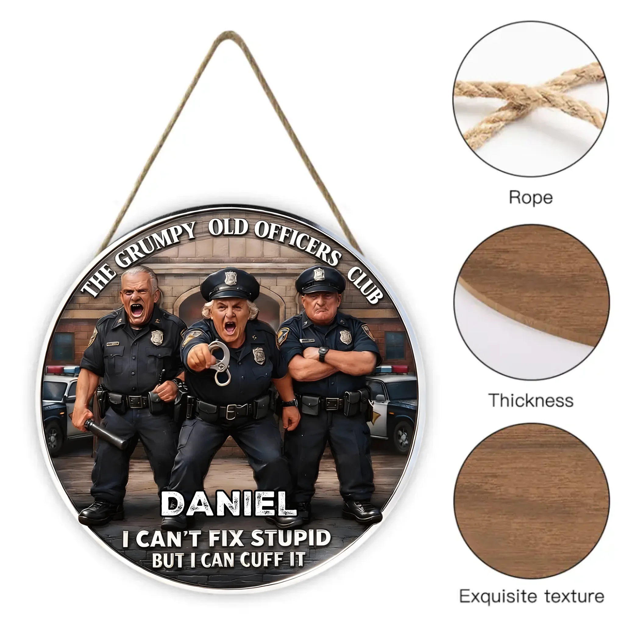 The Grumpy Old Police Officer Club Wooden Doorplates - Personalized Door Sign with Name - Gifts For Police