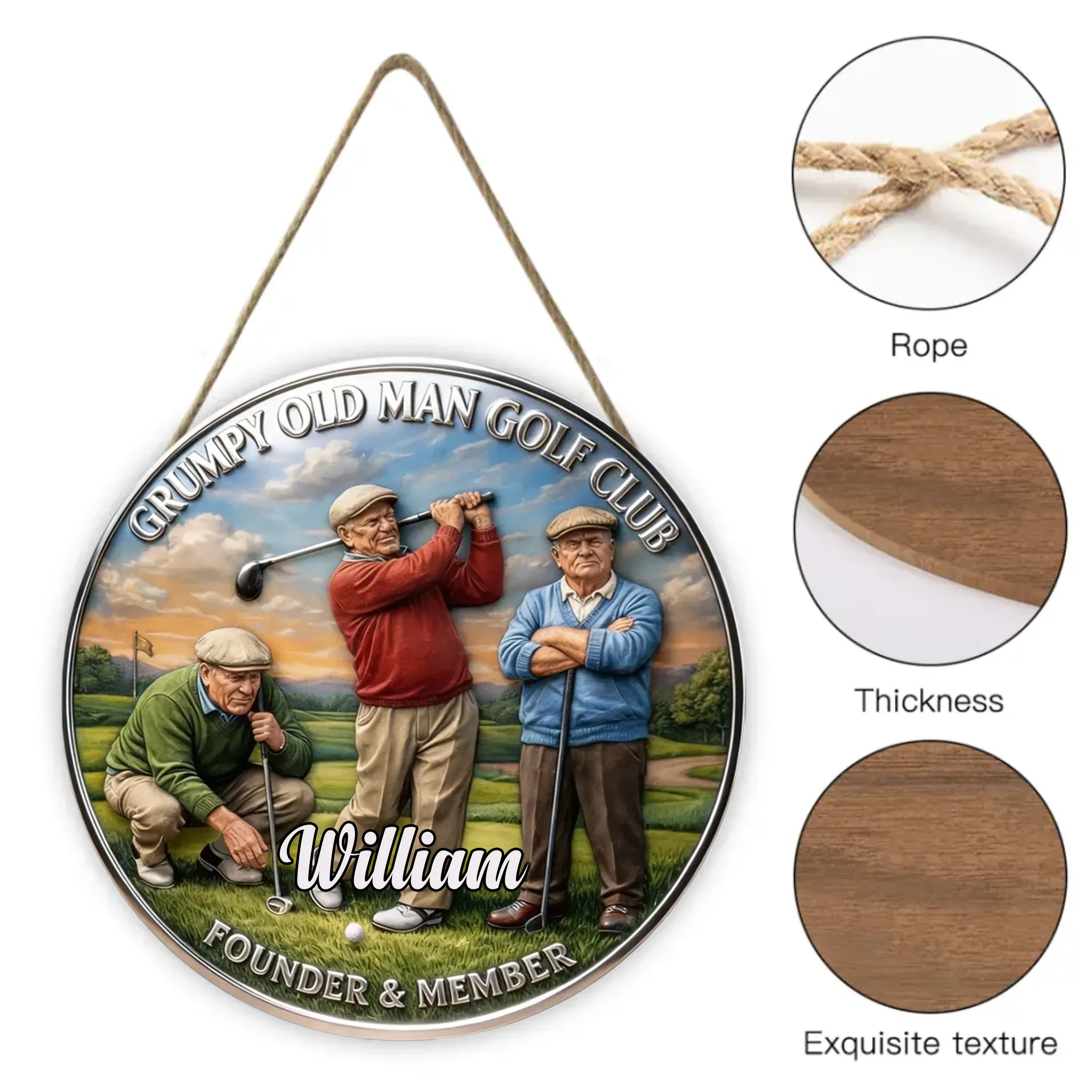 Grumpy Old Man Golf Club Customized Wooden Doorplates - Personalized Name - Gift For Golf Enthusiasts
