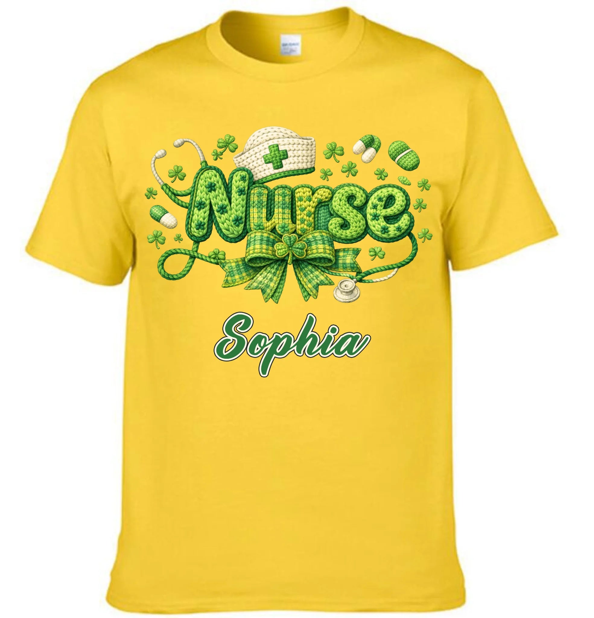 St. Patrick’s Day Personalized Nurse Clothing – Custom Name – Holiday Celebration Gift for Nurses