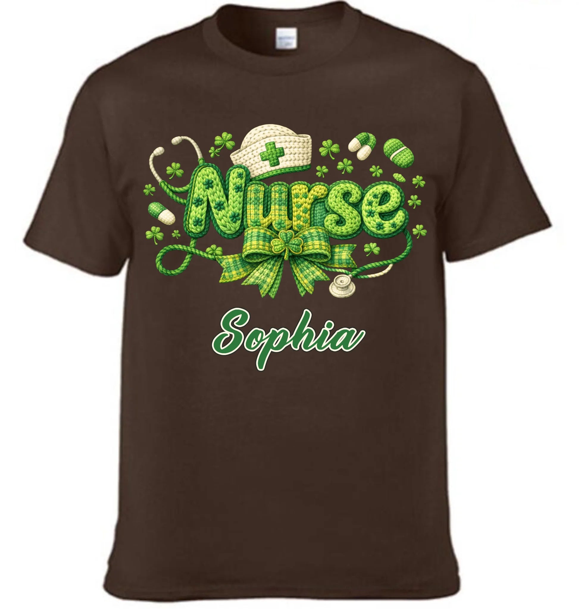 St. Patrick’s Day Personalized Nurse Clothing – Custom Name – Holiday Celebration Gift for Nurses