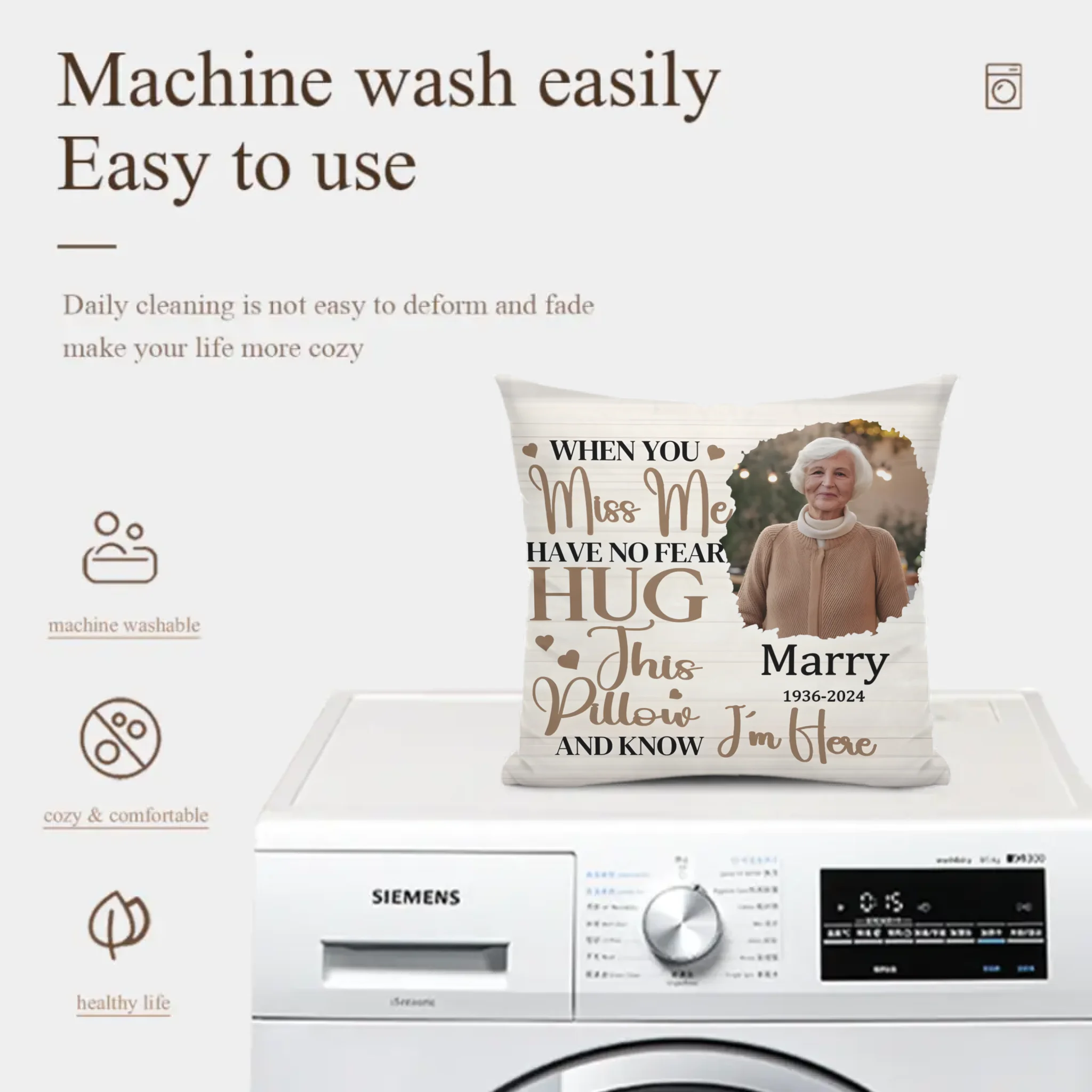 When You Miss Me Have No Fear Customized Pillows - Personalized Photo And Name - Gifts That Preserve Memories