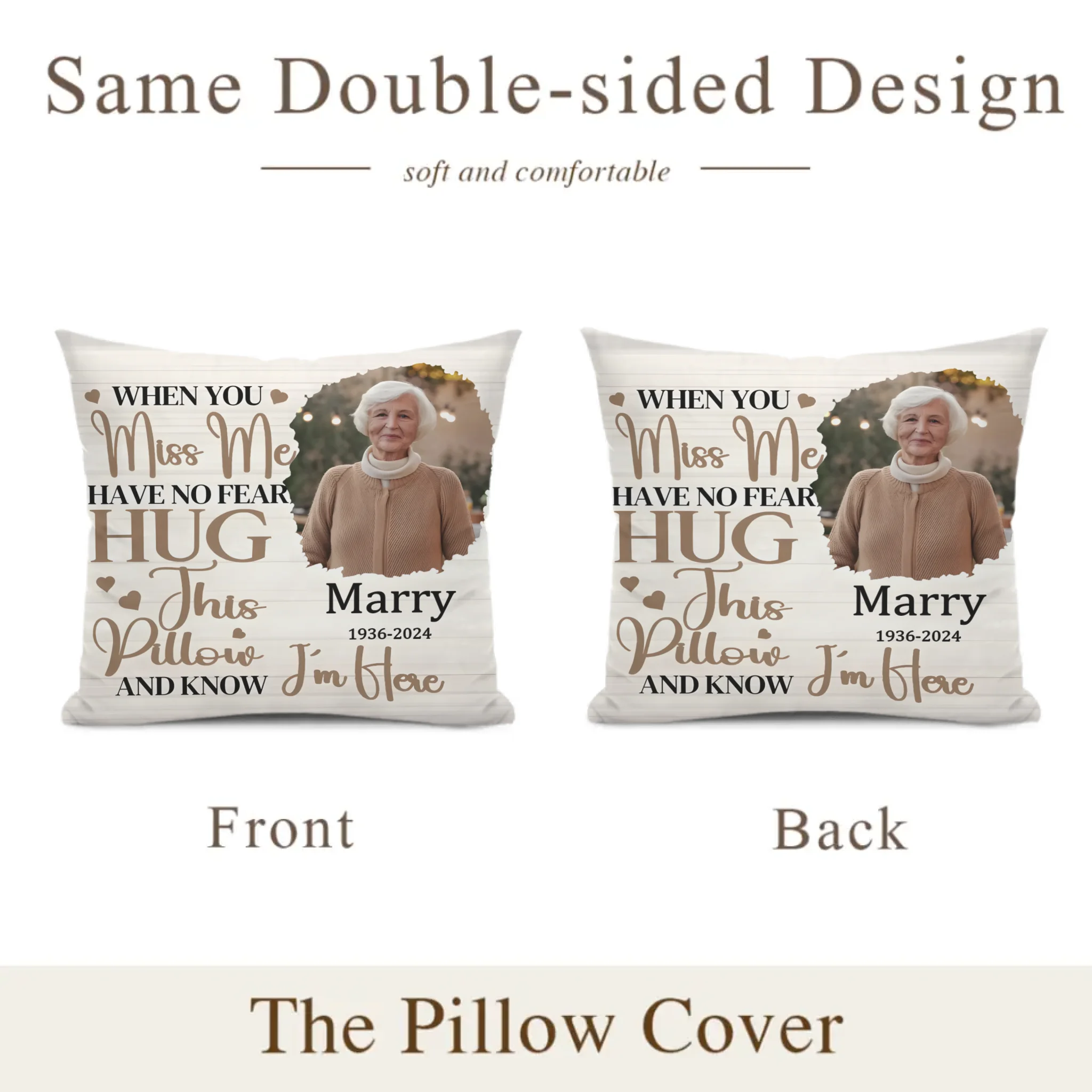 When You Miss Me Have No Fear Customized Pillows - Personalized Photo And Name - Gifts That Preserve Memories